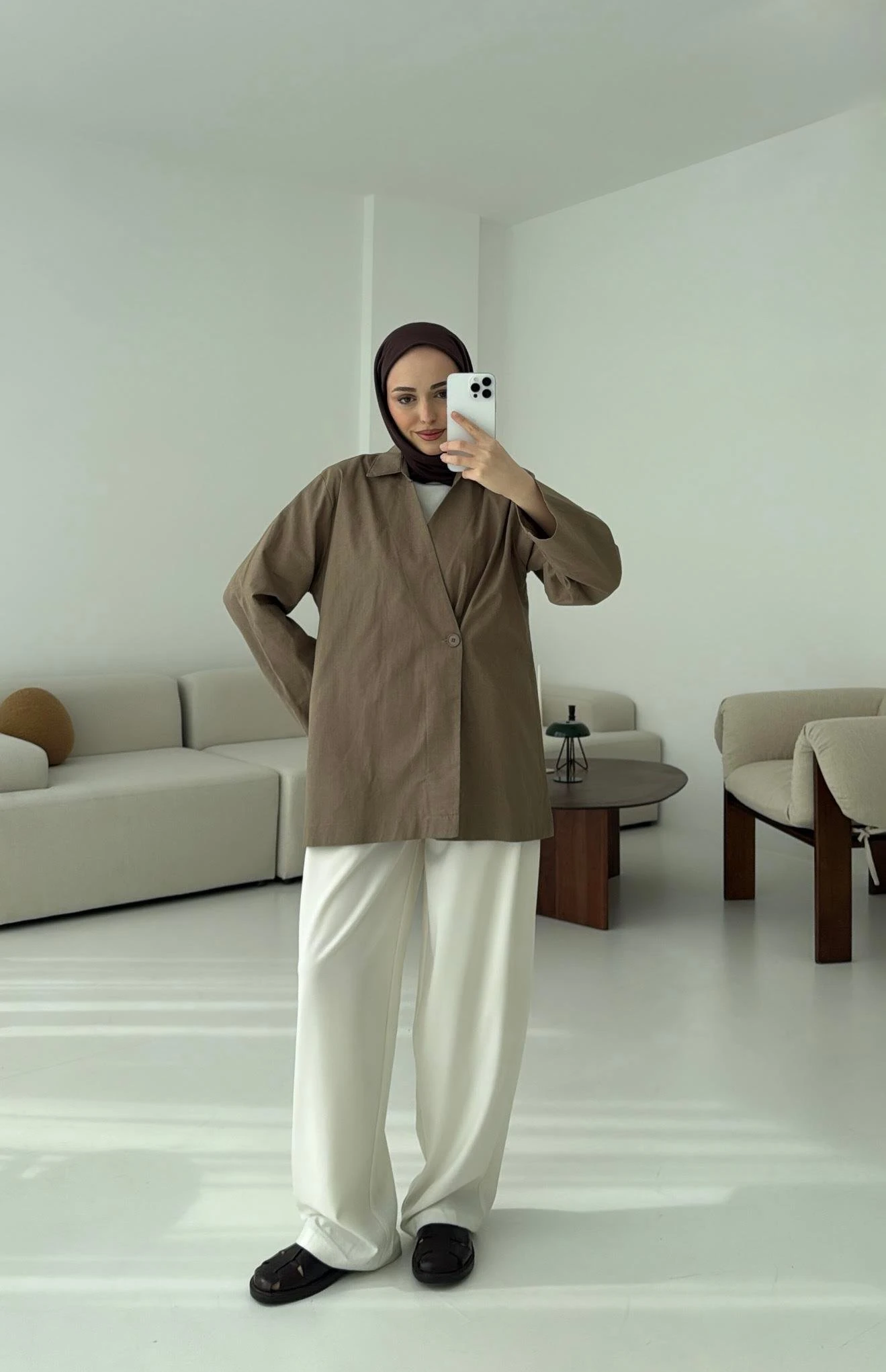 Tek Düğmeli Ceket Vizon