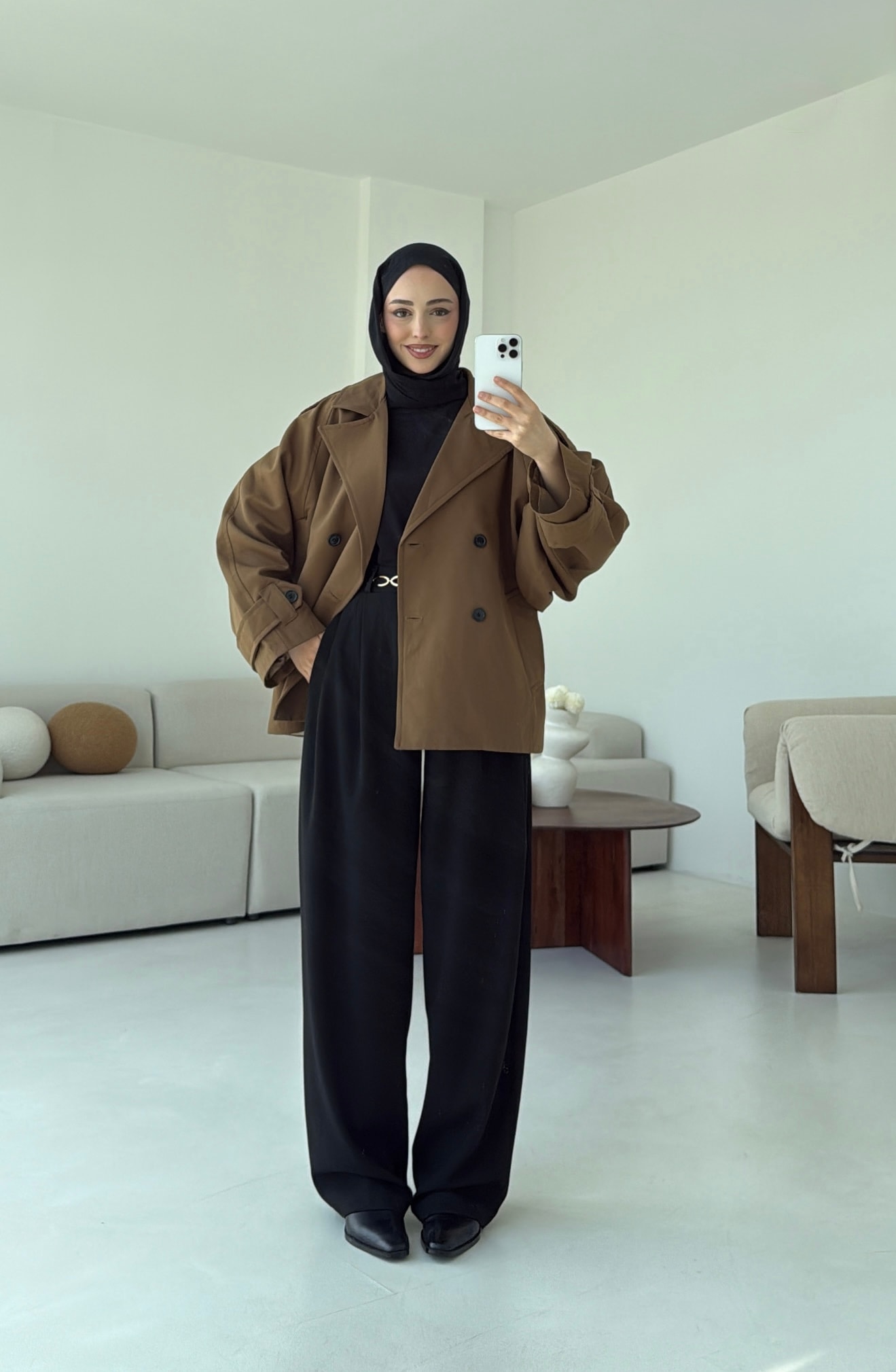 Geniş Kol Oversize Trençkot Olive
