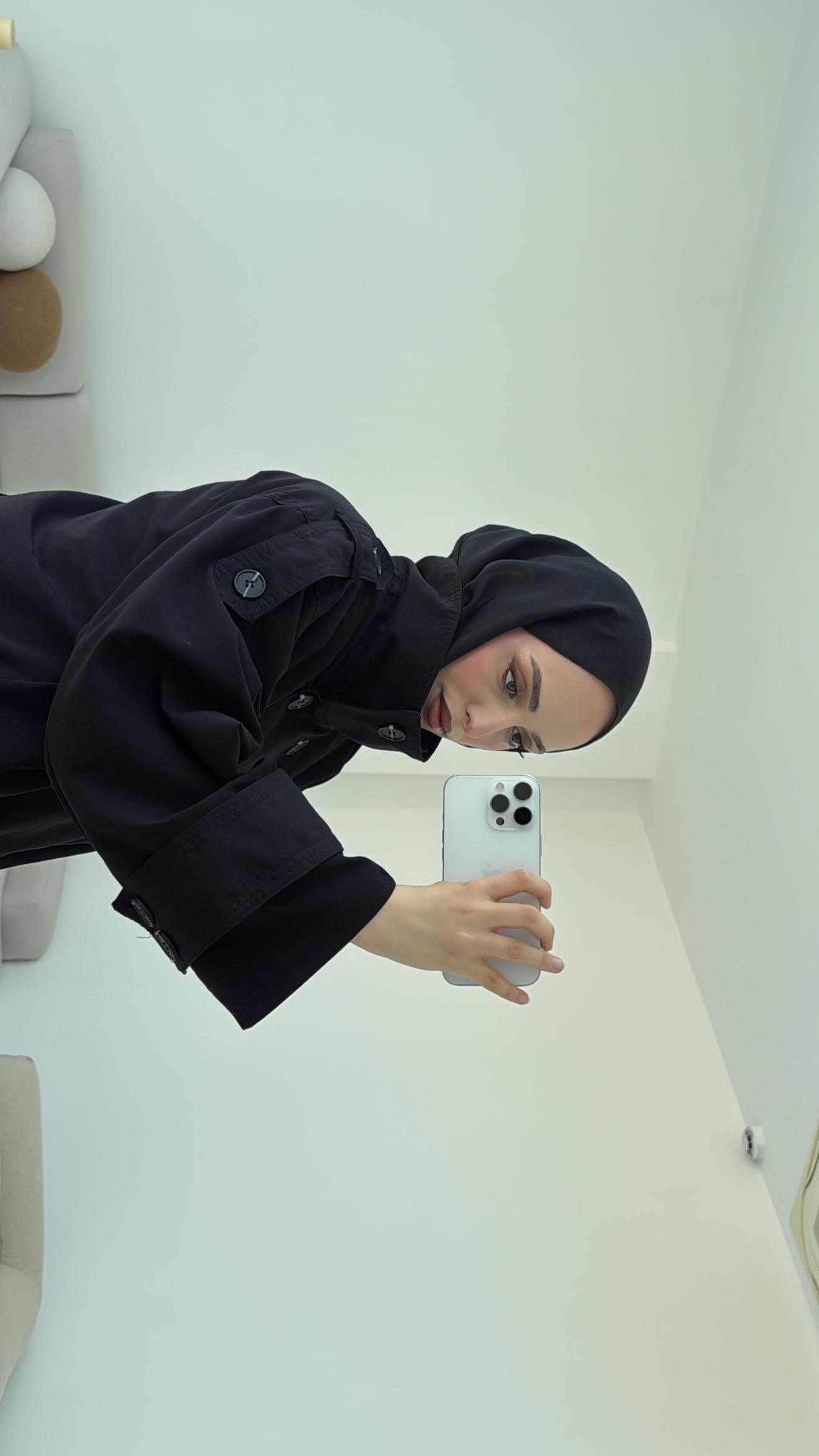 Omuz Apaletli Trençkot Siyah