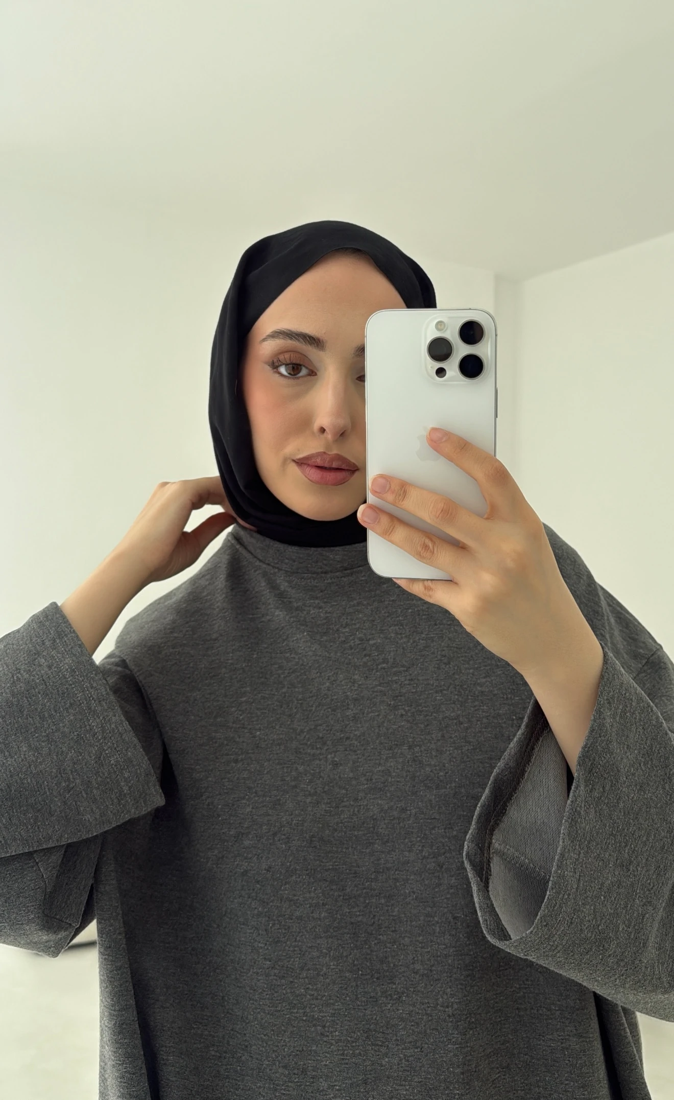 Basic İki İplik Sweat Koyu Gri