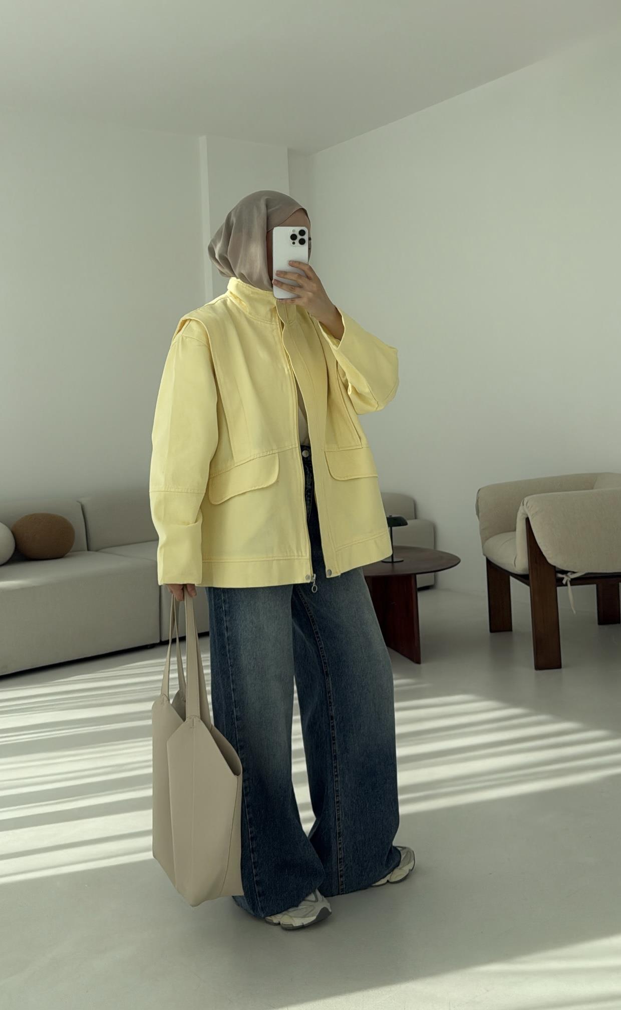 Premium Gabardin Tasarım Ceket  Sarı