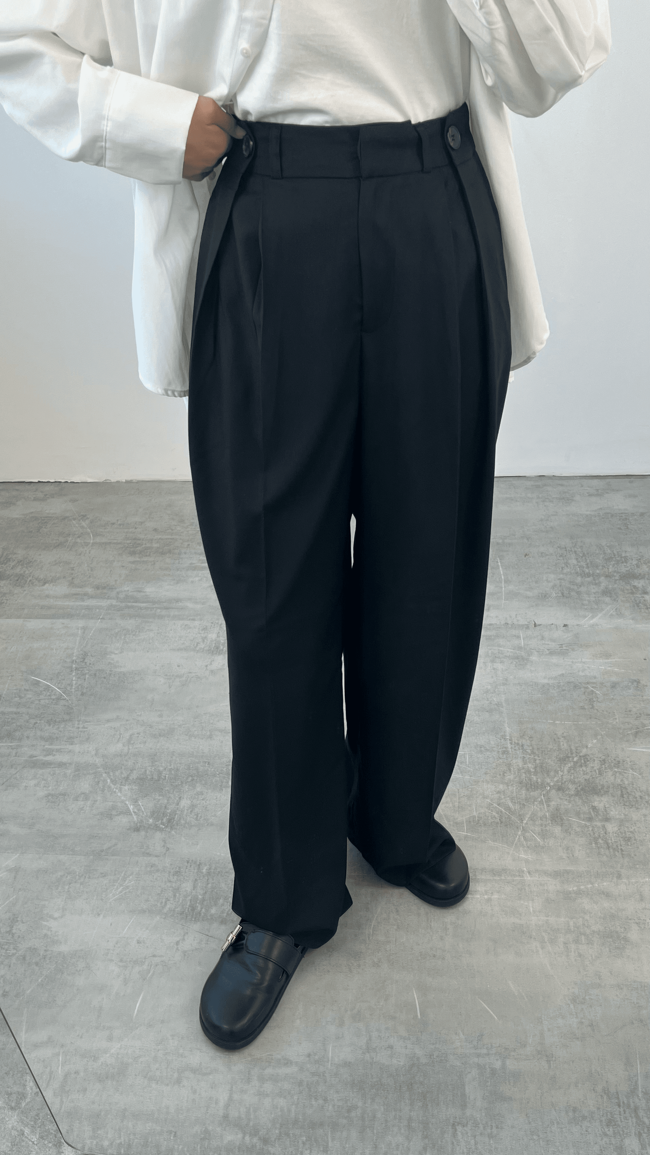 Siyah Bel Detay Palazzo Pantolon