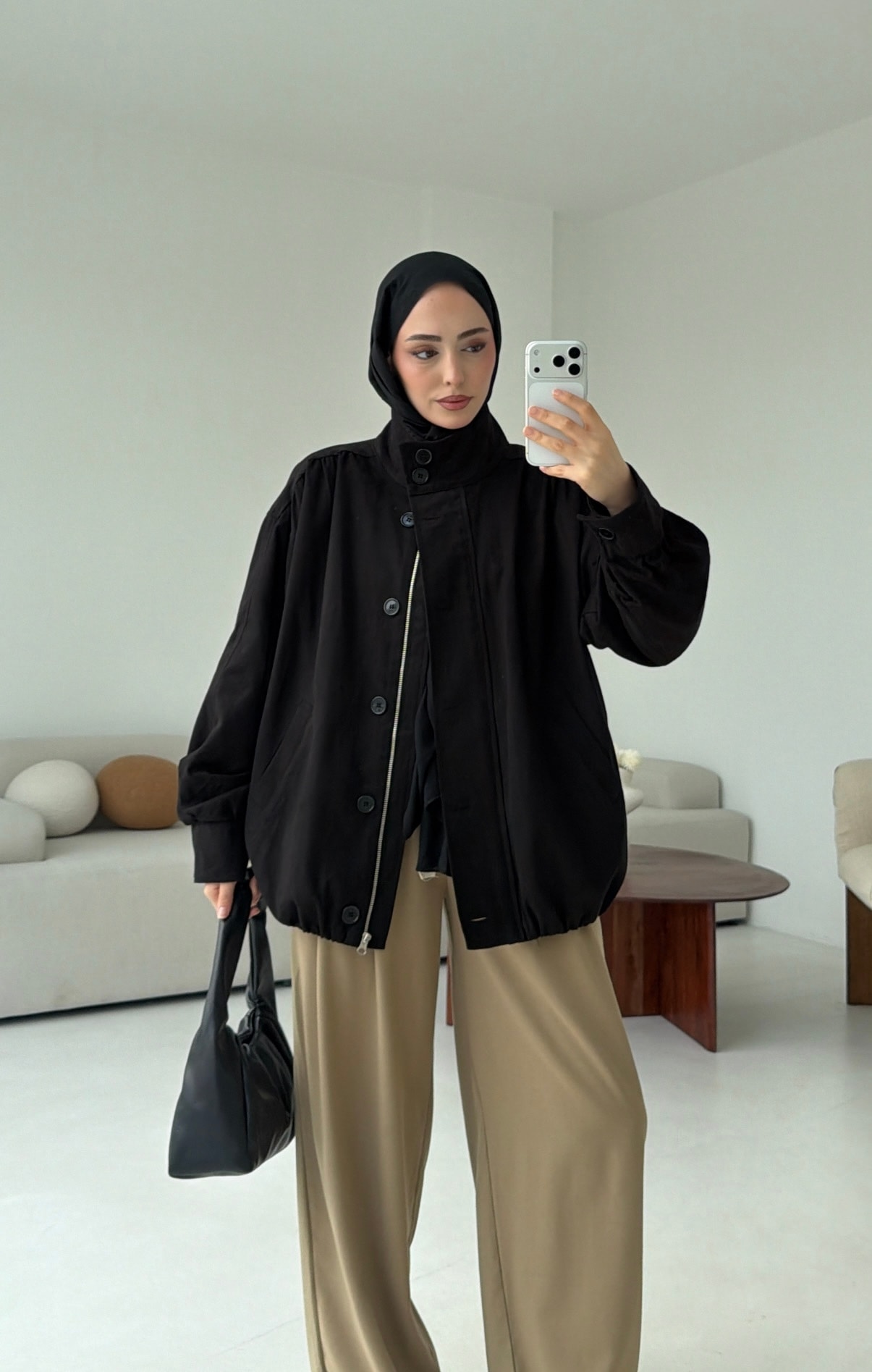 Bomber Gabardin Ceket Siyah