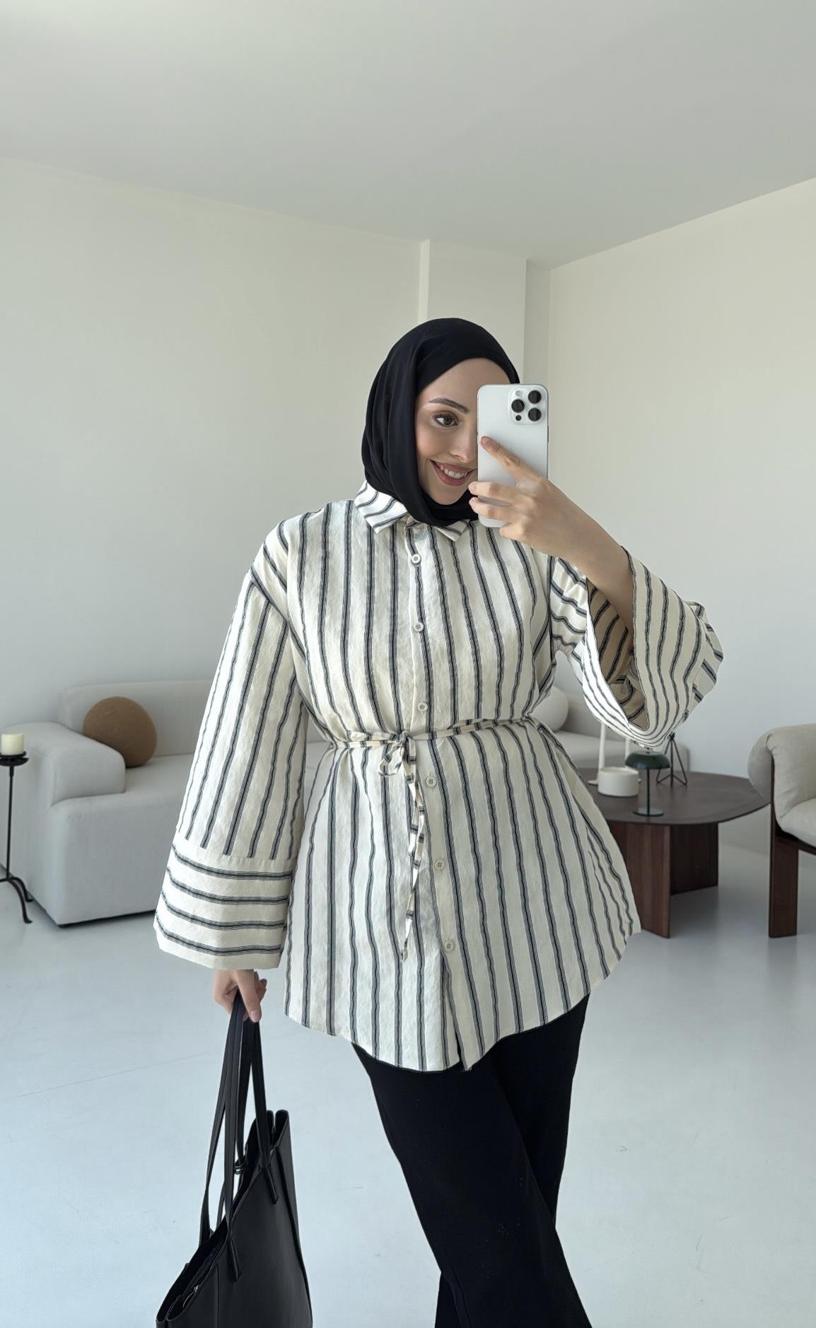 Çizgili Bağlamalı Gömlek
