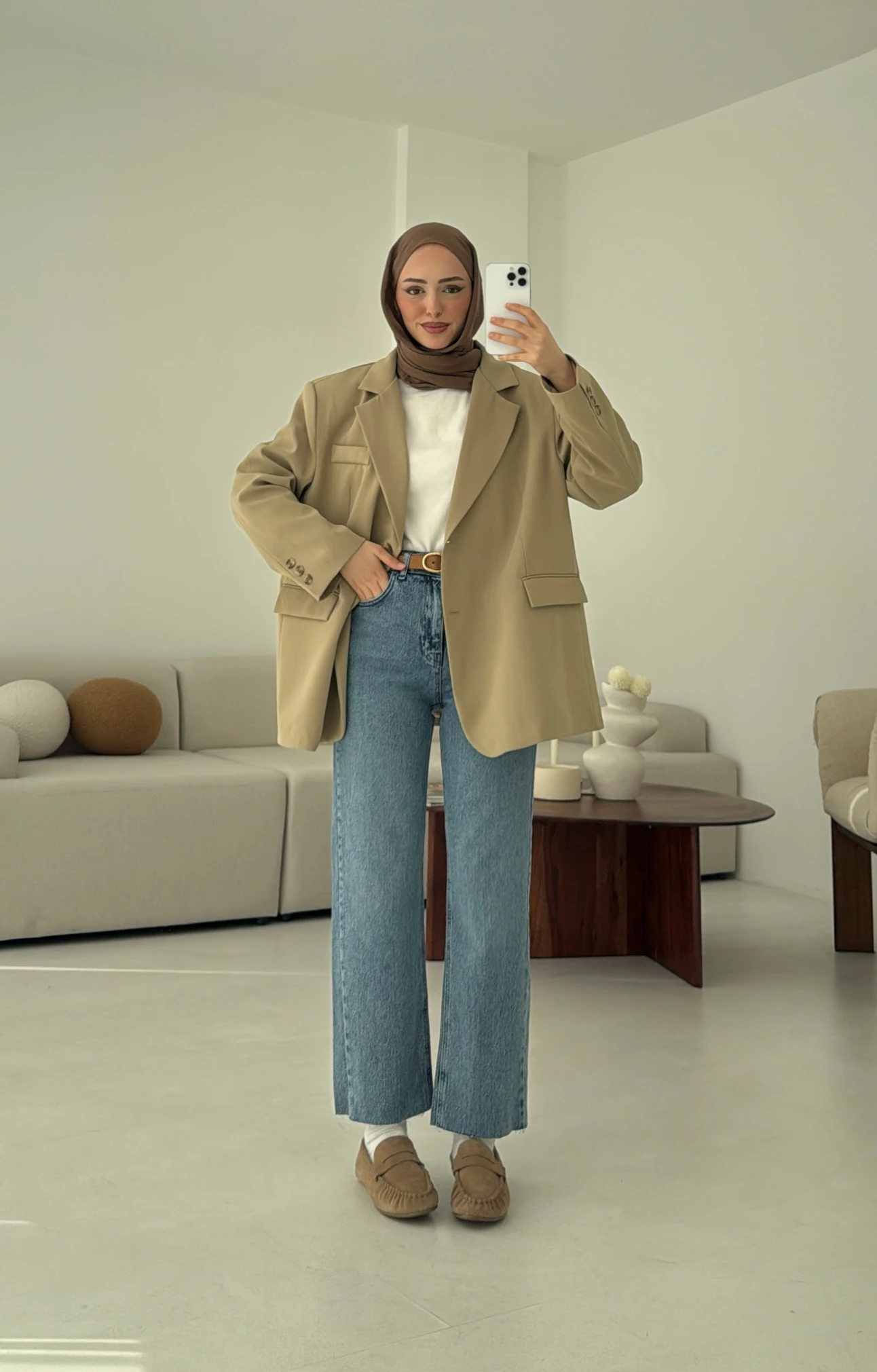 Çift Dügmeli Oversize Blazer Ceket Olive