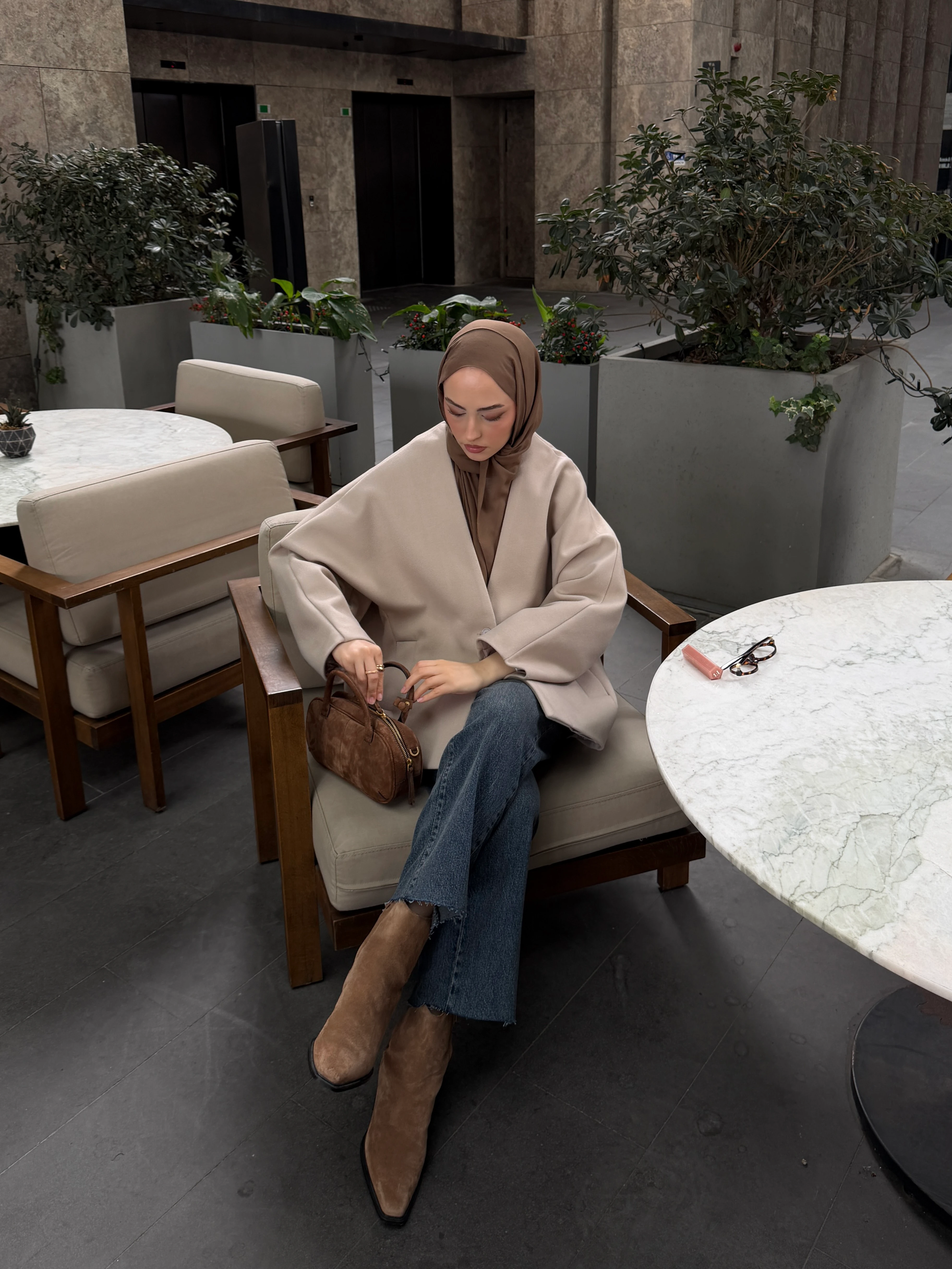 Soft Oversize Kaşe Kaban Taş