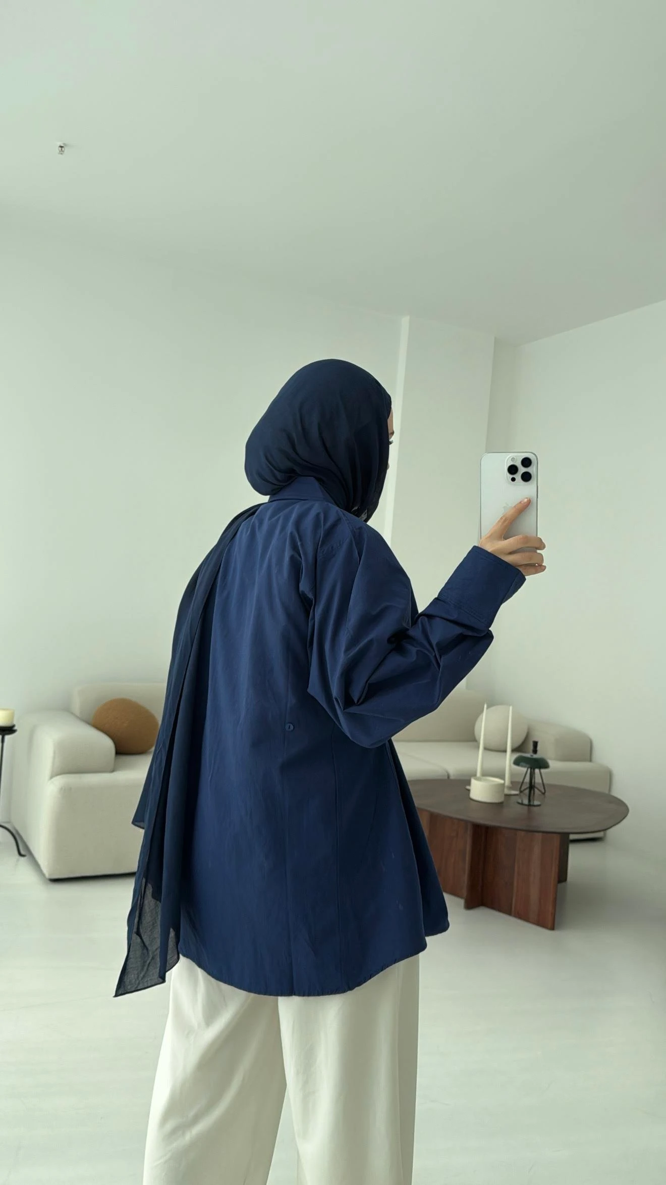 Yanları Düğmeli Gömlek Lacivert