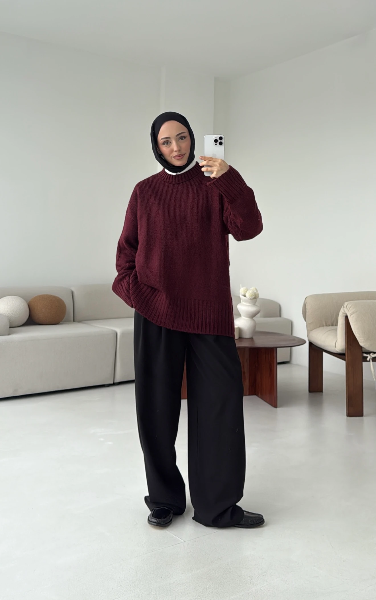 Oversize Soft Triko Kazak Bordo