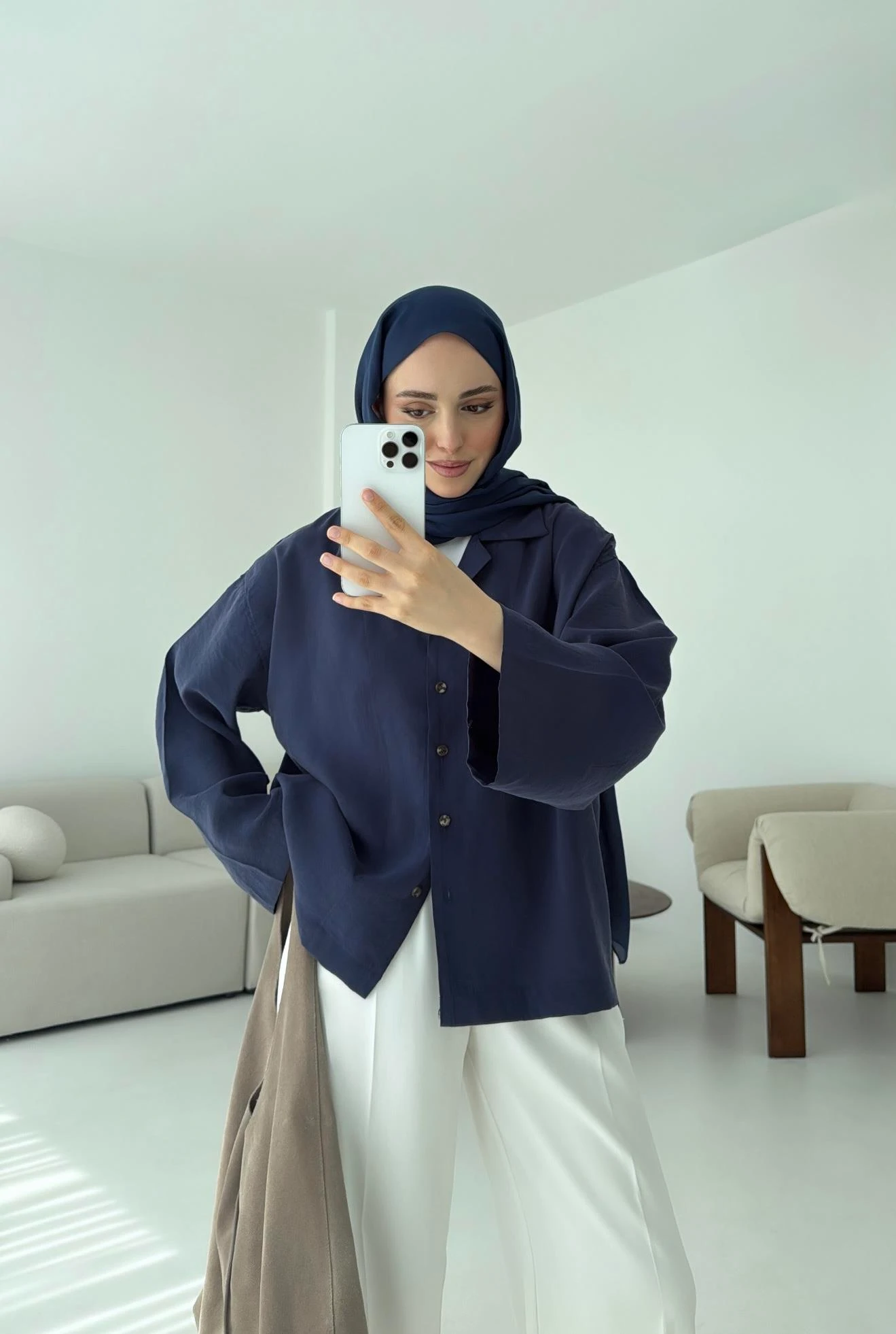 Oversize Gömlek Lacivert