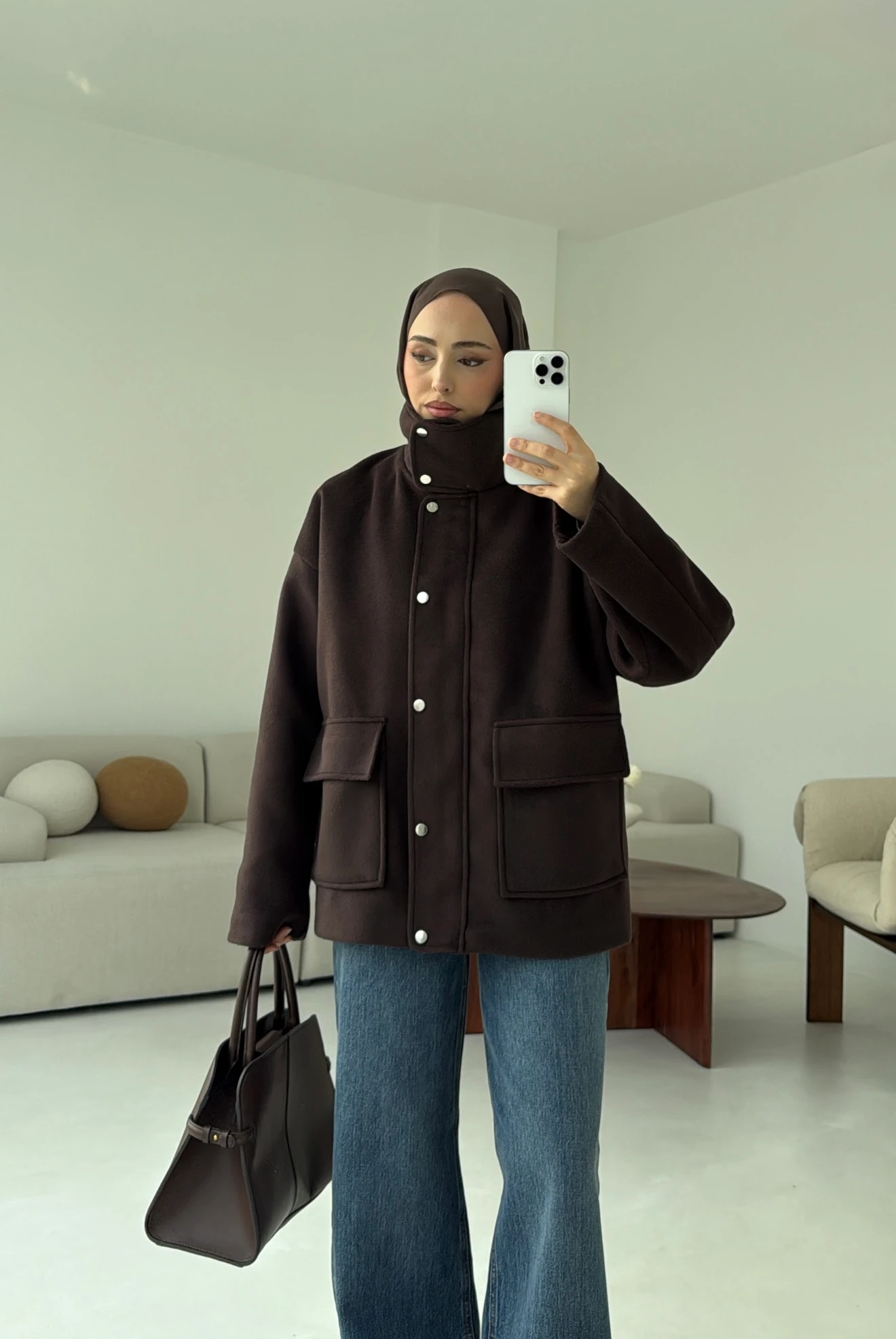 Klapalı Tasarım Kaban Kahve