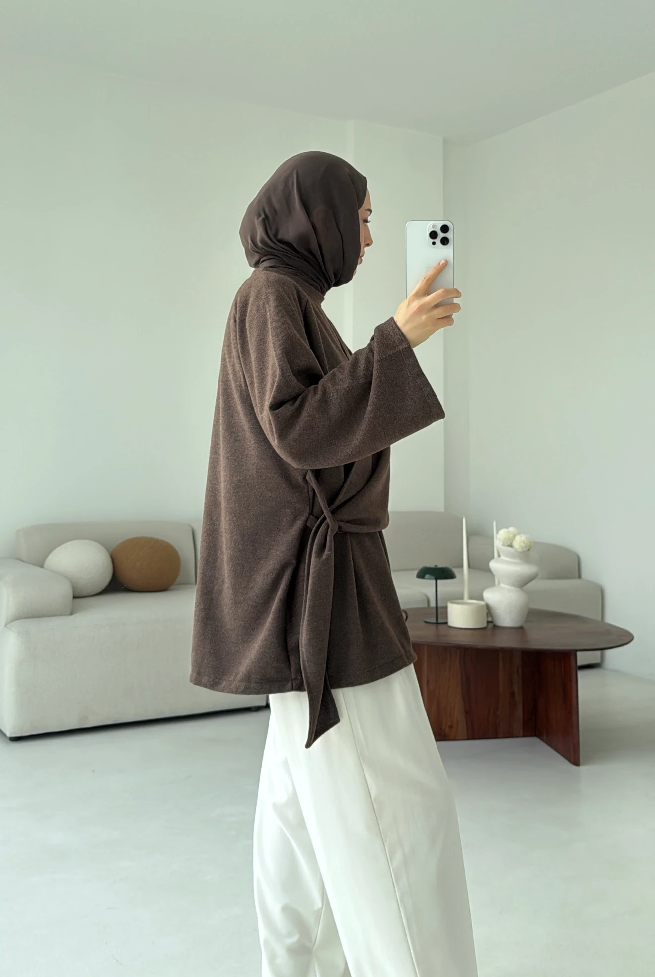 Yandan Şallı Tunik Kahve