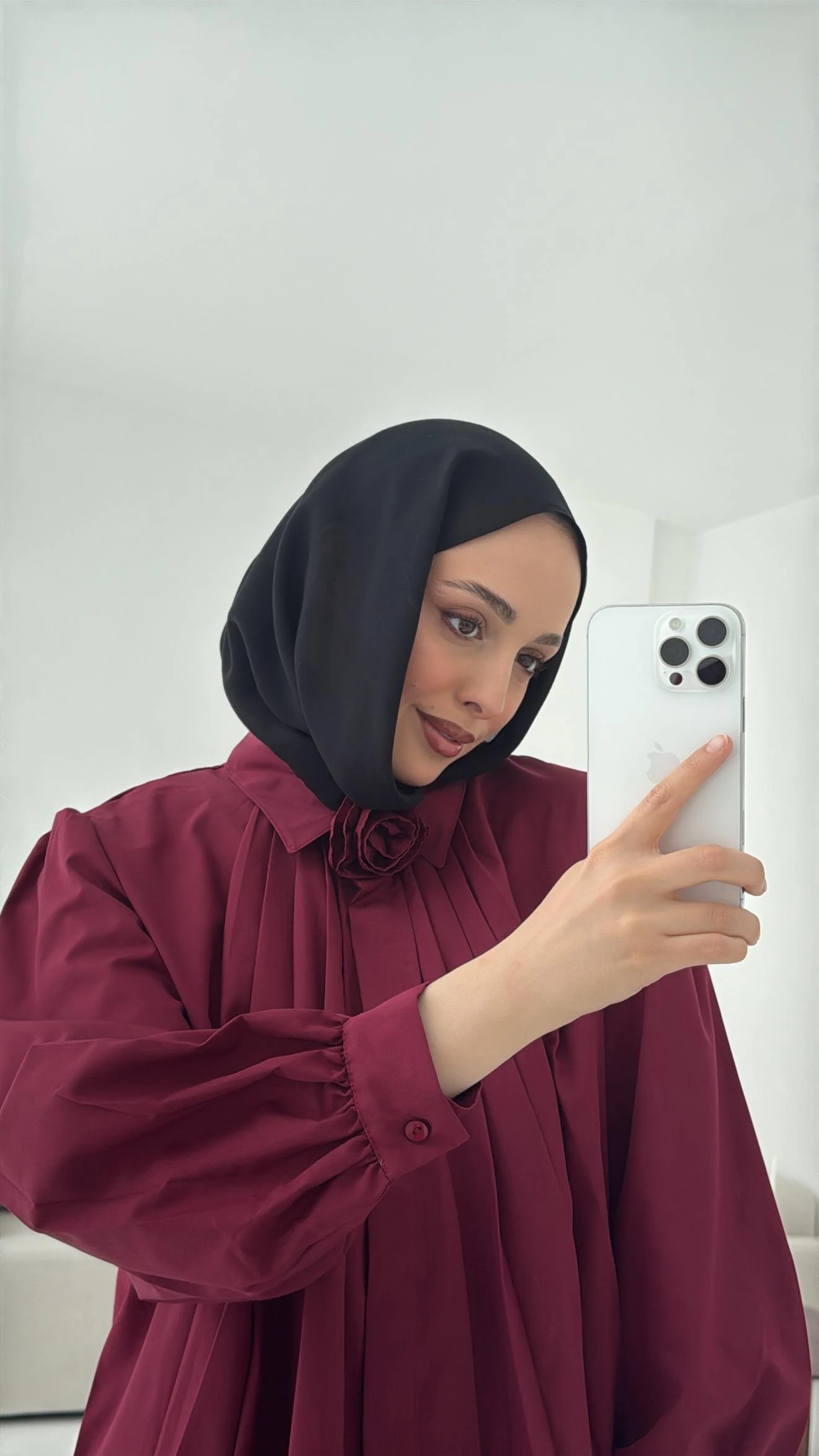 Pile Detay Gömlek Bordo