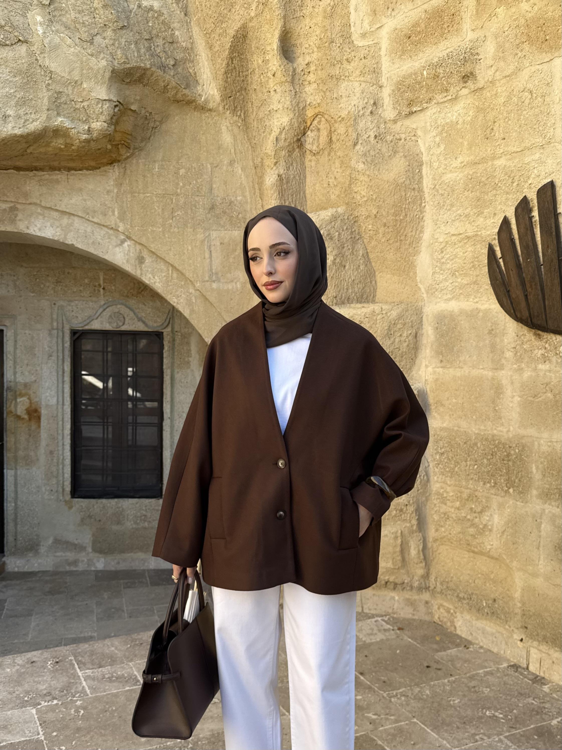 Soft Oversize Kaşe Kaban Kahve