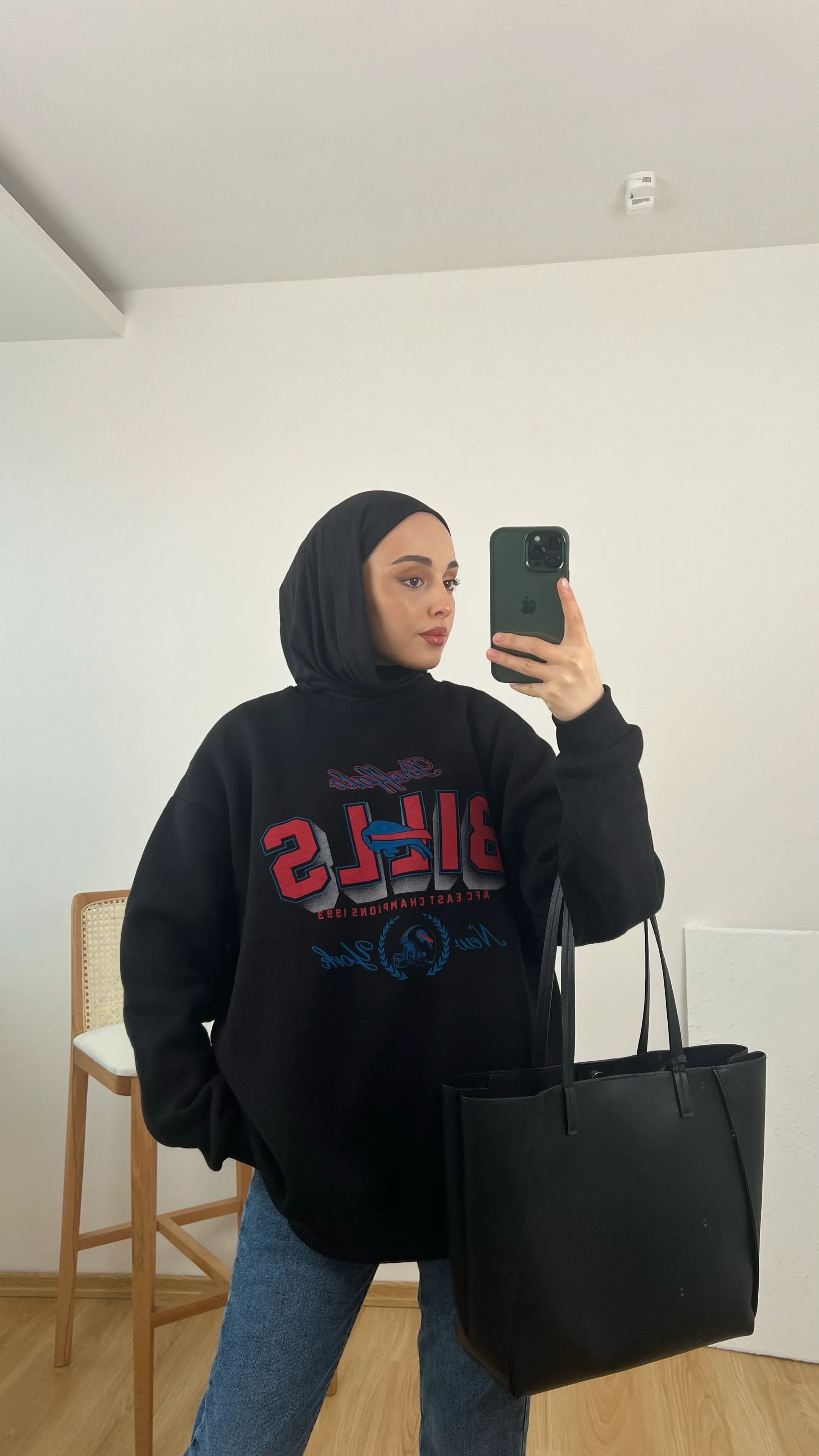 Bılls Baskılı Şardonlu Sweatshirt Siyah