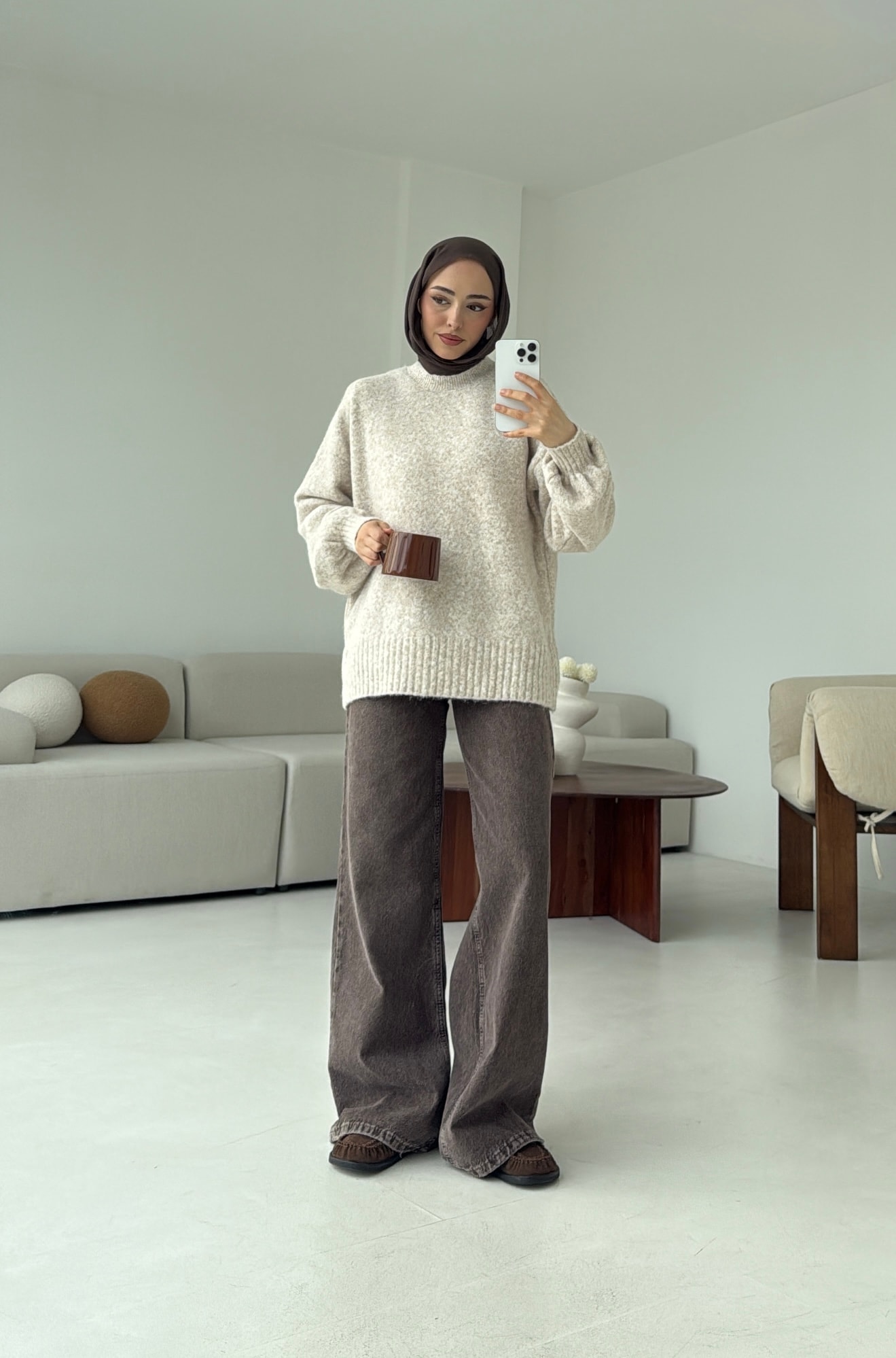 Balon Kol Yumuşak Kazak Bej