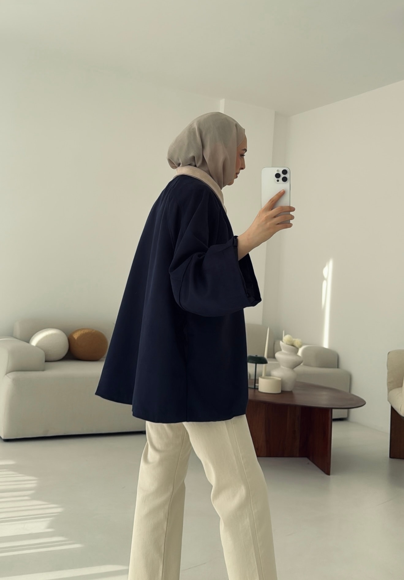 Nubuk Kontrast Yaka Ceket Lacivert