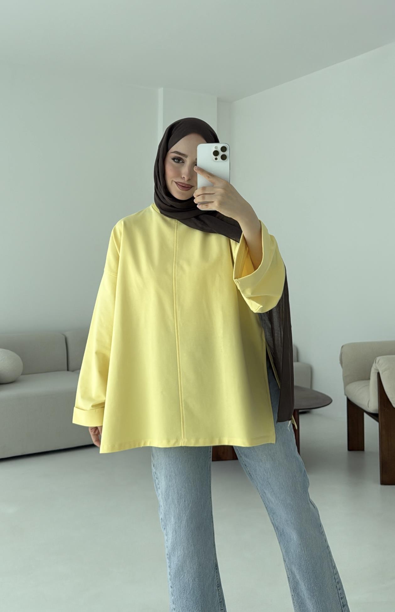 Bağlamalı Yanı Yırtmaç Detay Sweat Sarı