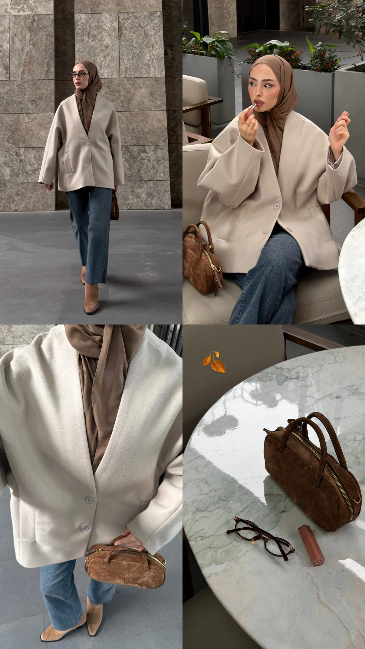 Soft Oversize Kaşe Kaban Taş