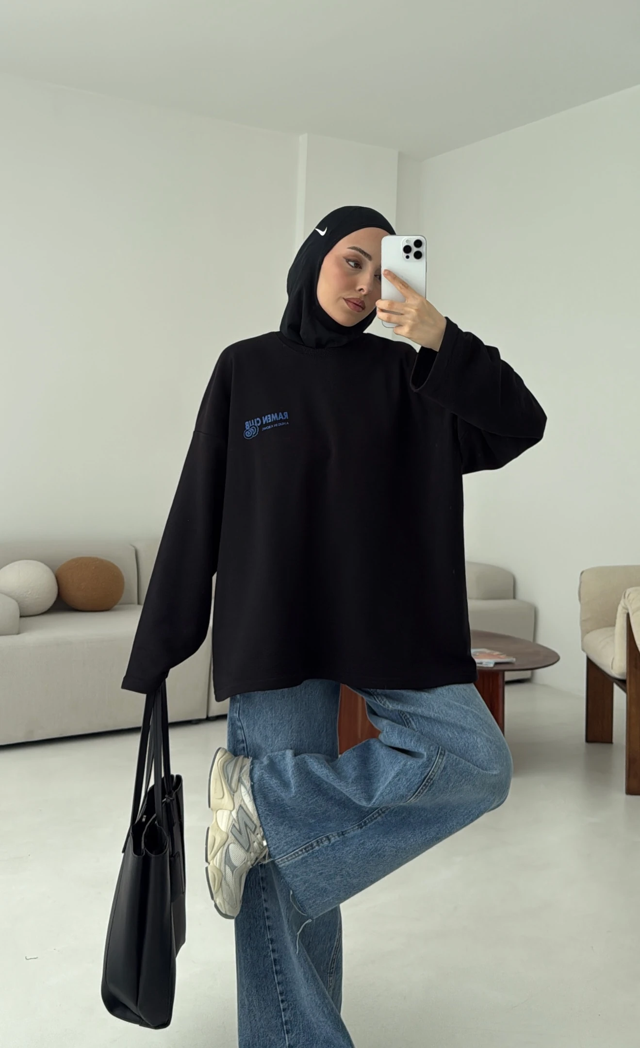 Ramen Baskılı Sweat Siyah