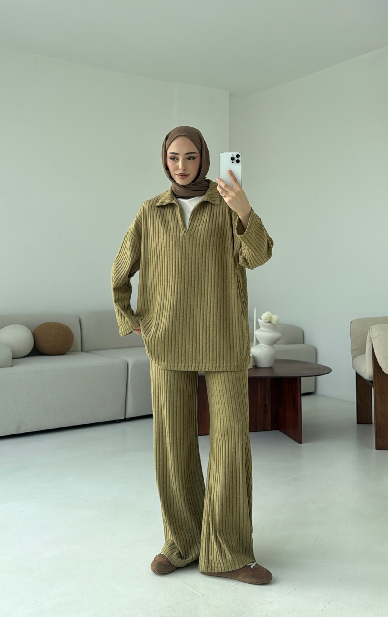 Kaskorse Bluz Pantolon Takım Olive