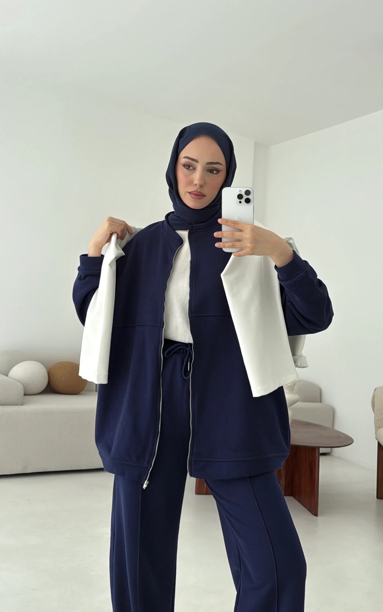 Fermuarlı 3 İplik Takım Lacivert