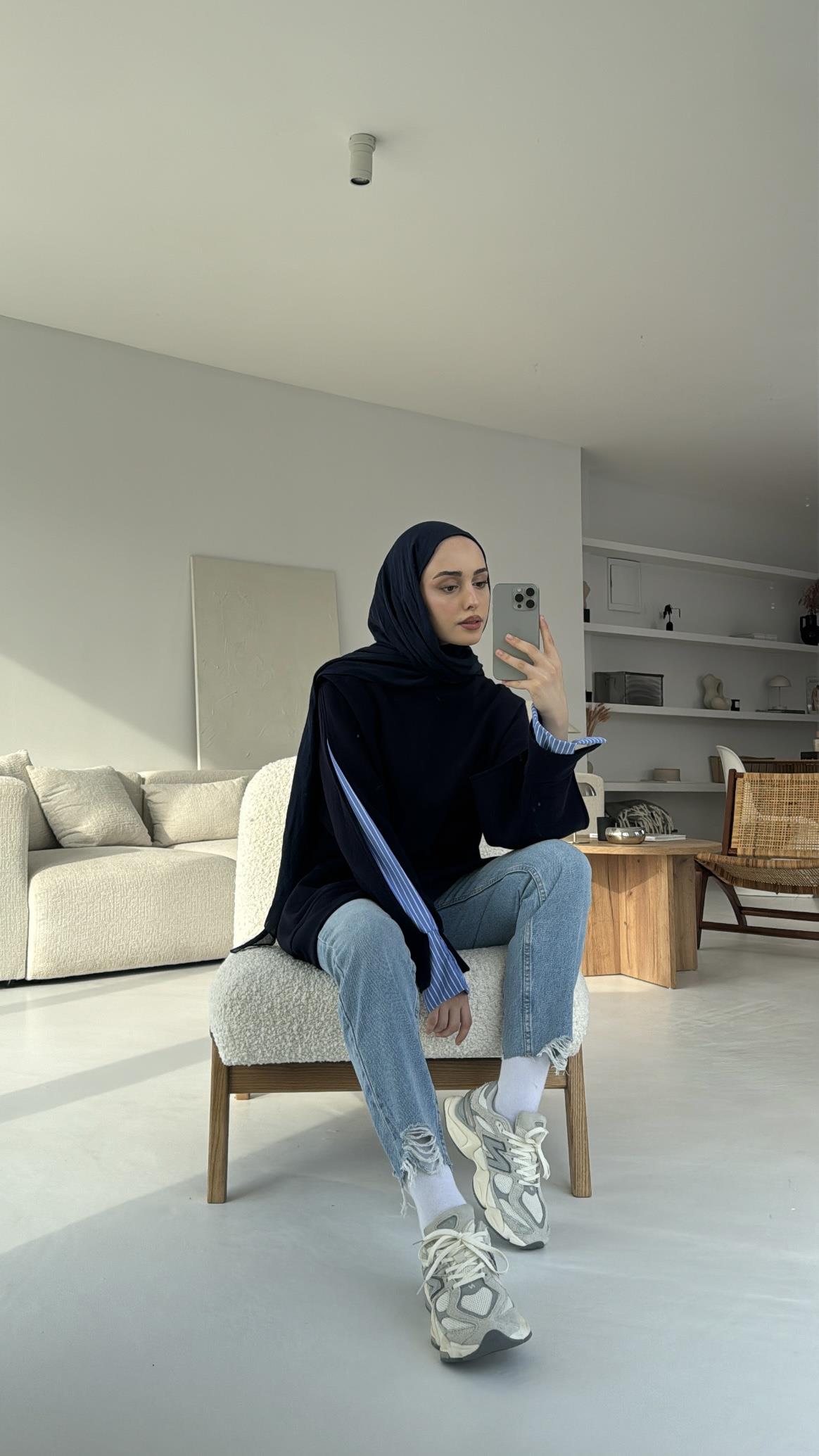 Gömlek Detaylı Sweatshirt Lacivert