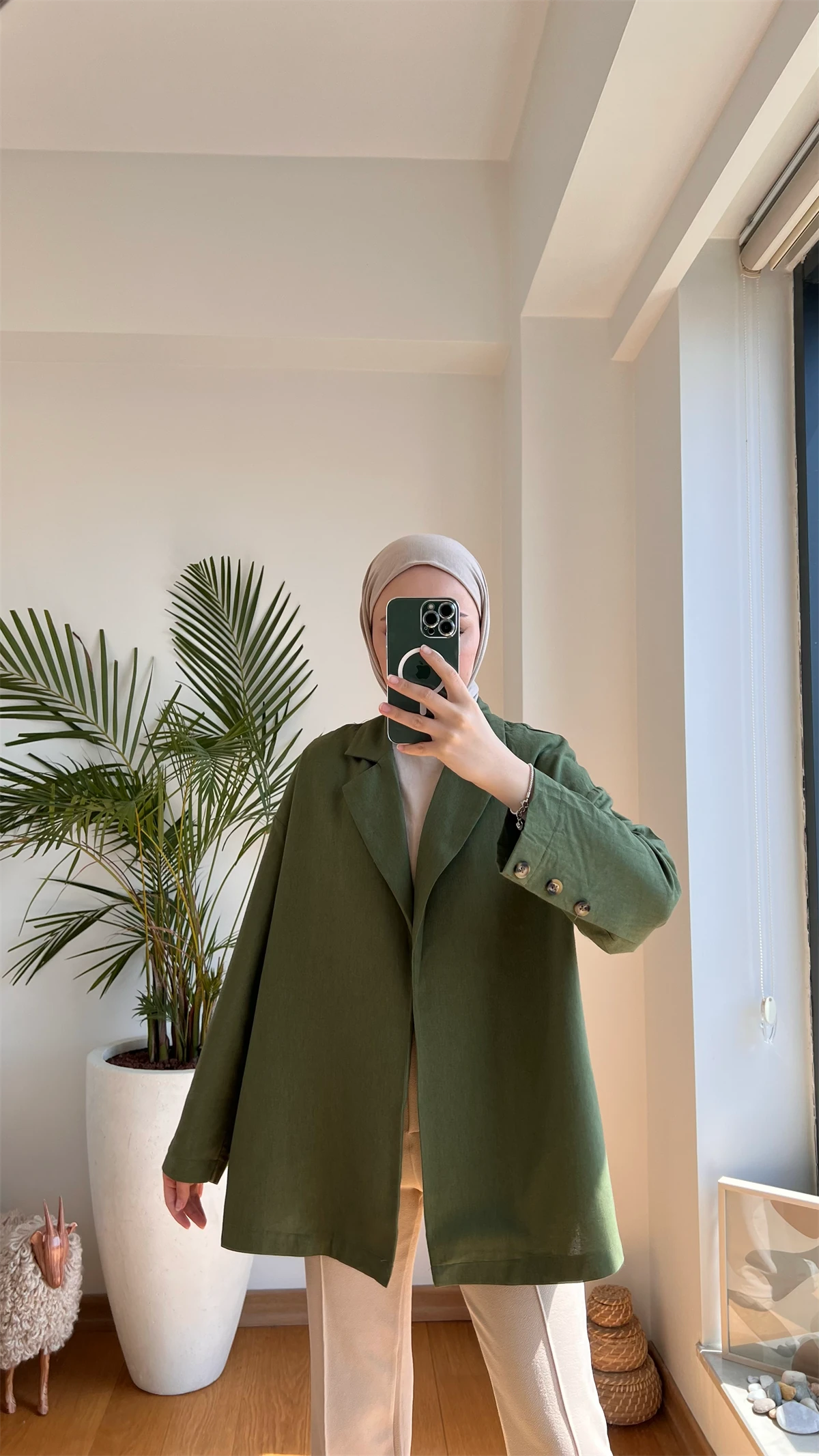 Kruvaze Yazlık Ceket Yeşil