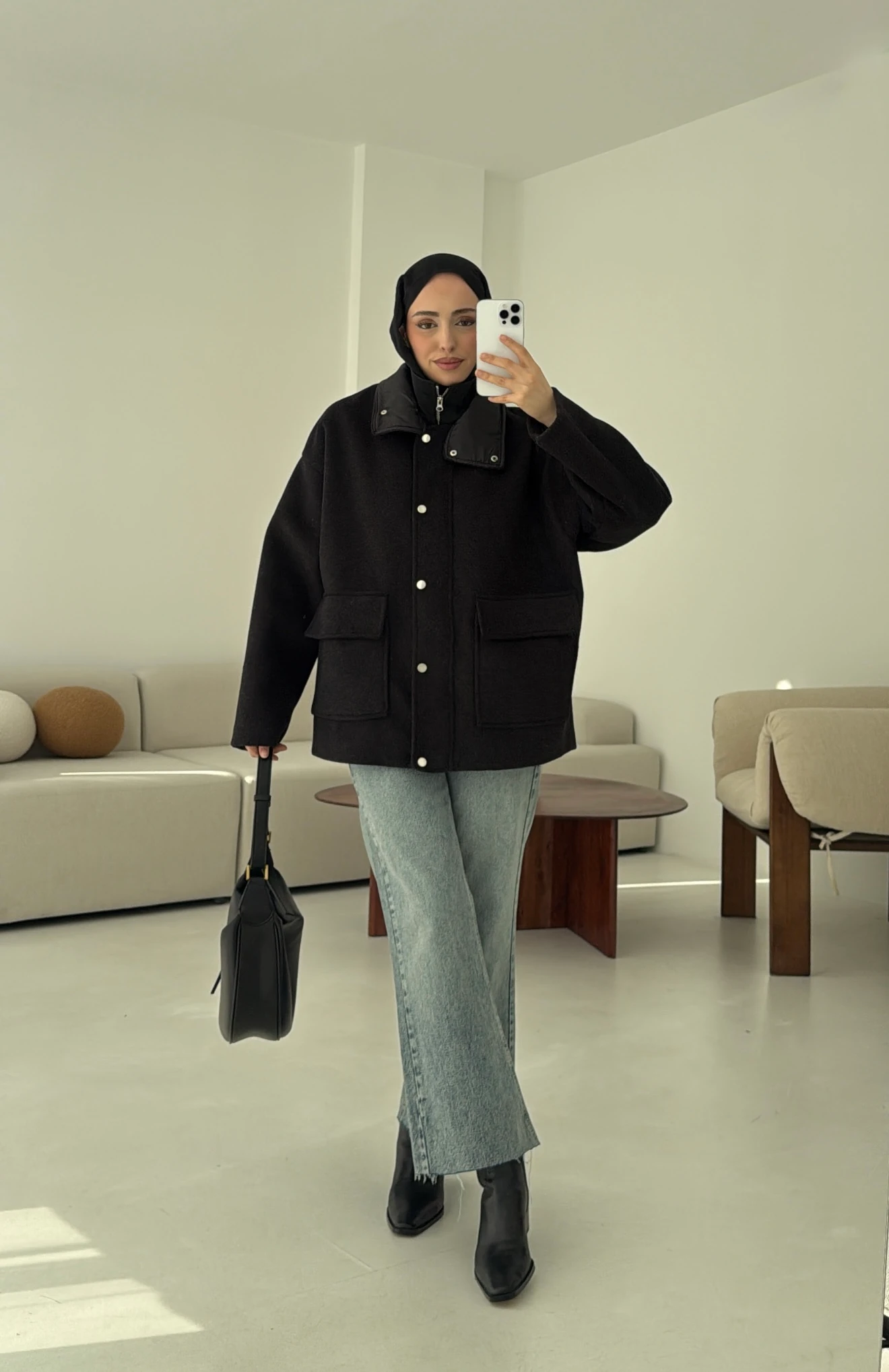 Klapalı Tasarım Kaban Kırçıllı Siyah