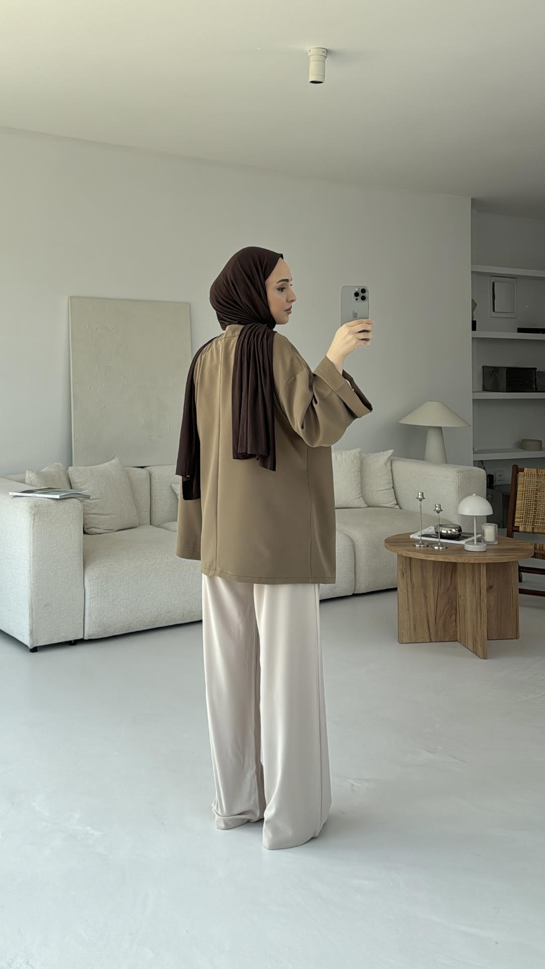 Krep Yandan Bağlama Kimono Yeşil