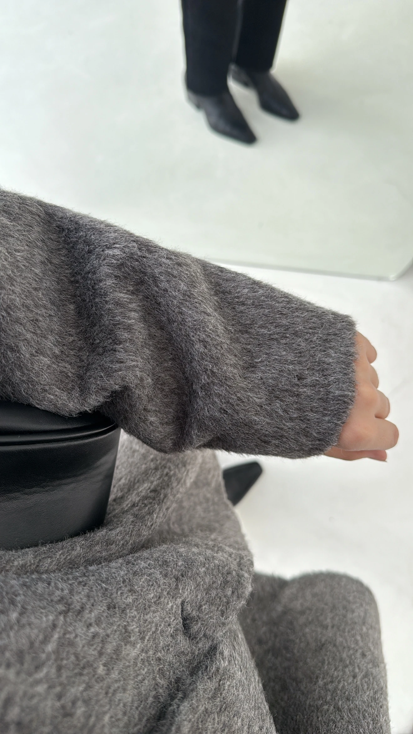 Gizli Düğmeli Kaban Gri