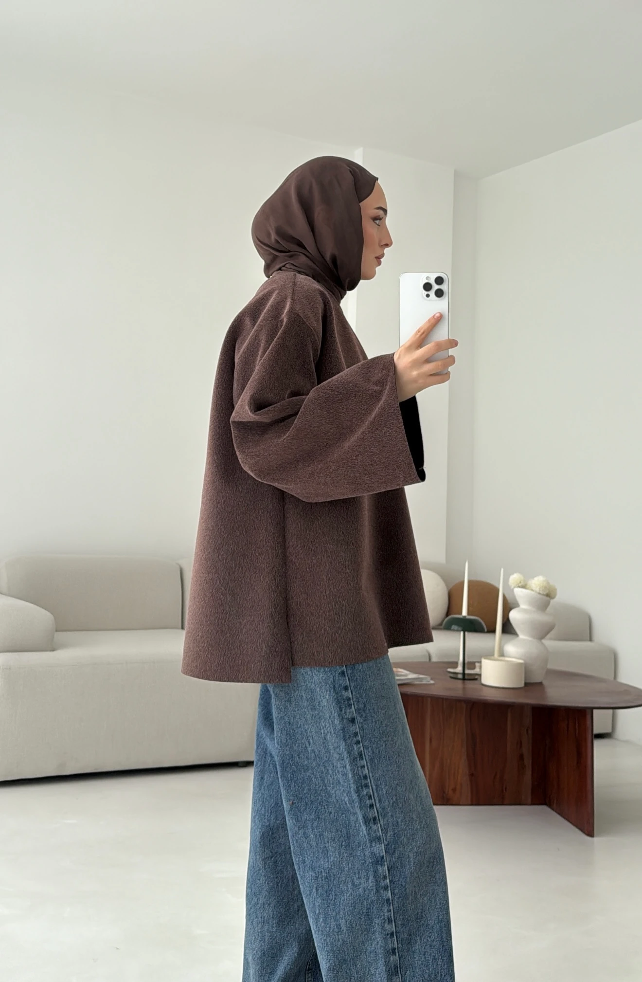 Tok Kumaş Bluz Kahve