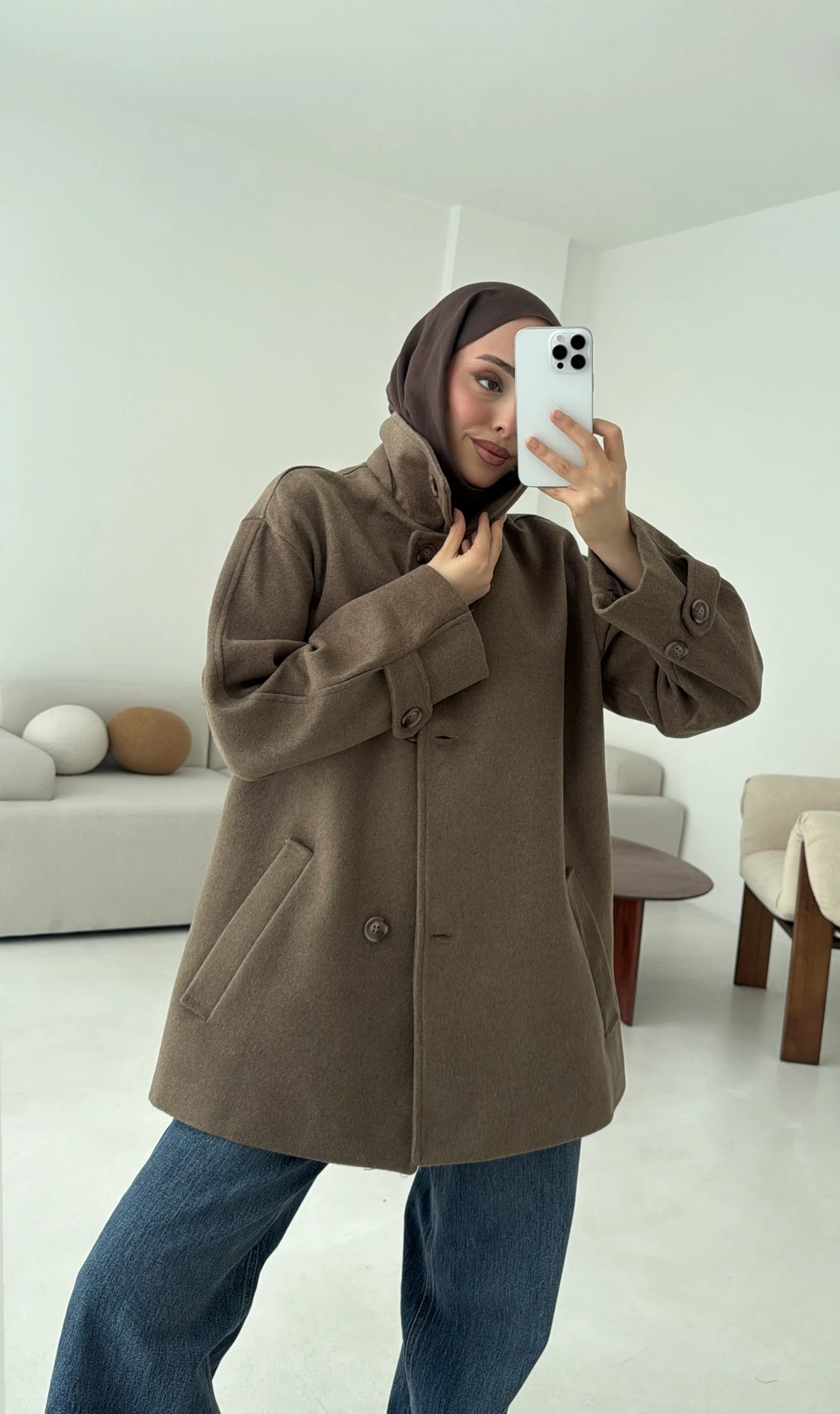 Sütlü Kahve Orta Boy Kaşe Kaban