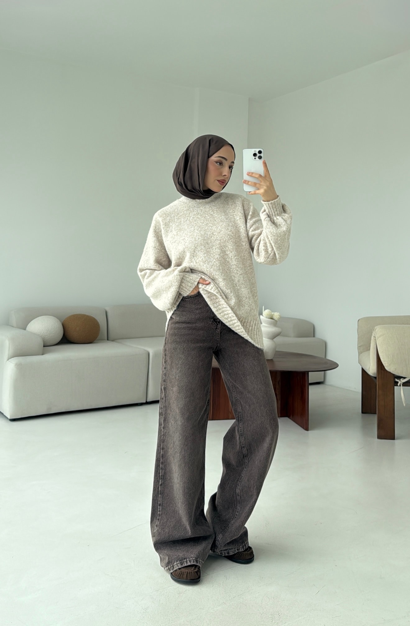 Balon Kol Yumuşak Kazak Bej