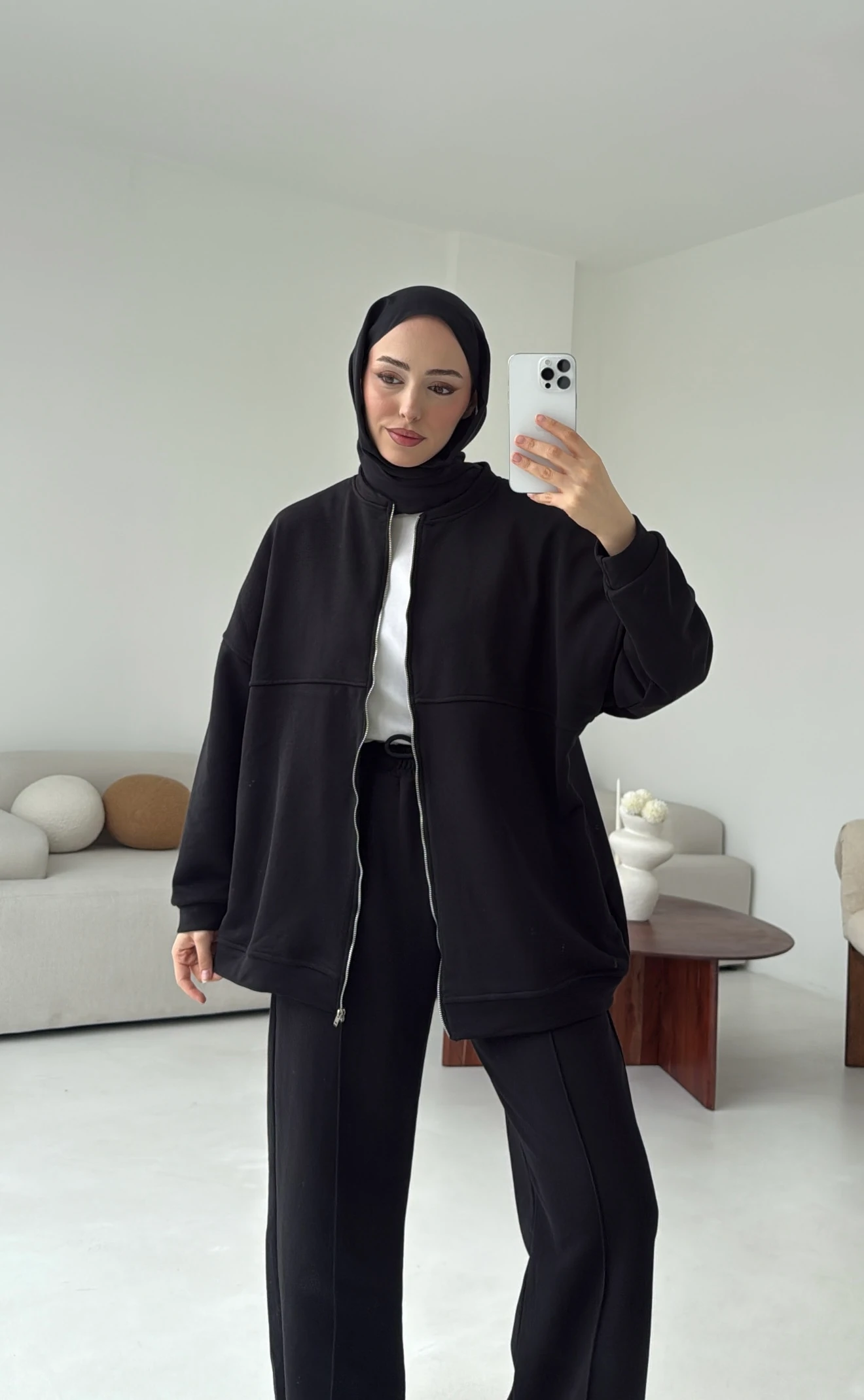 Fermuarlı 3 İplik Takım Siyah