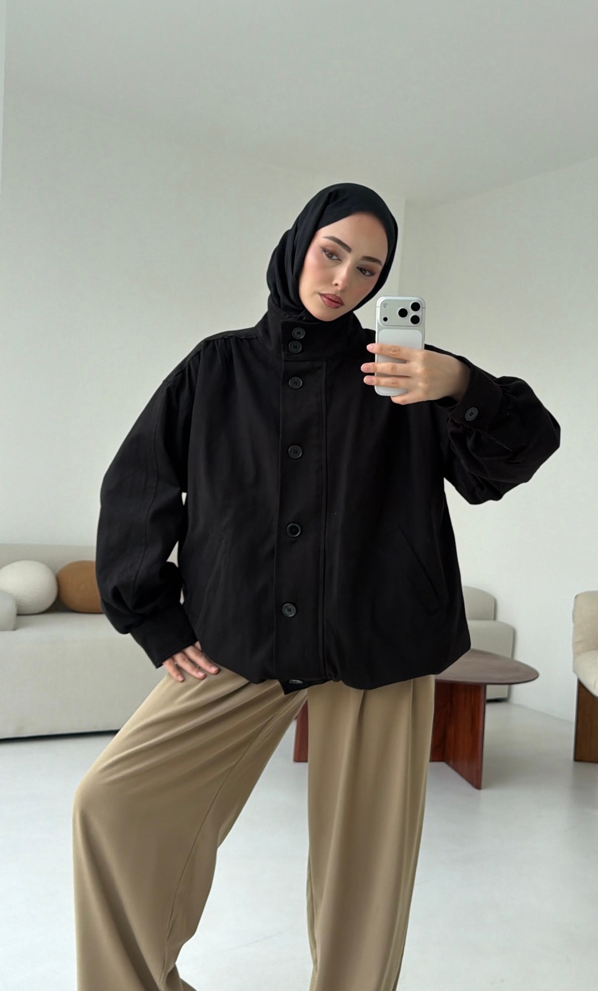 Bomber Gabardin Ceket Siyah
