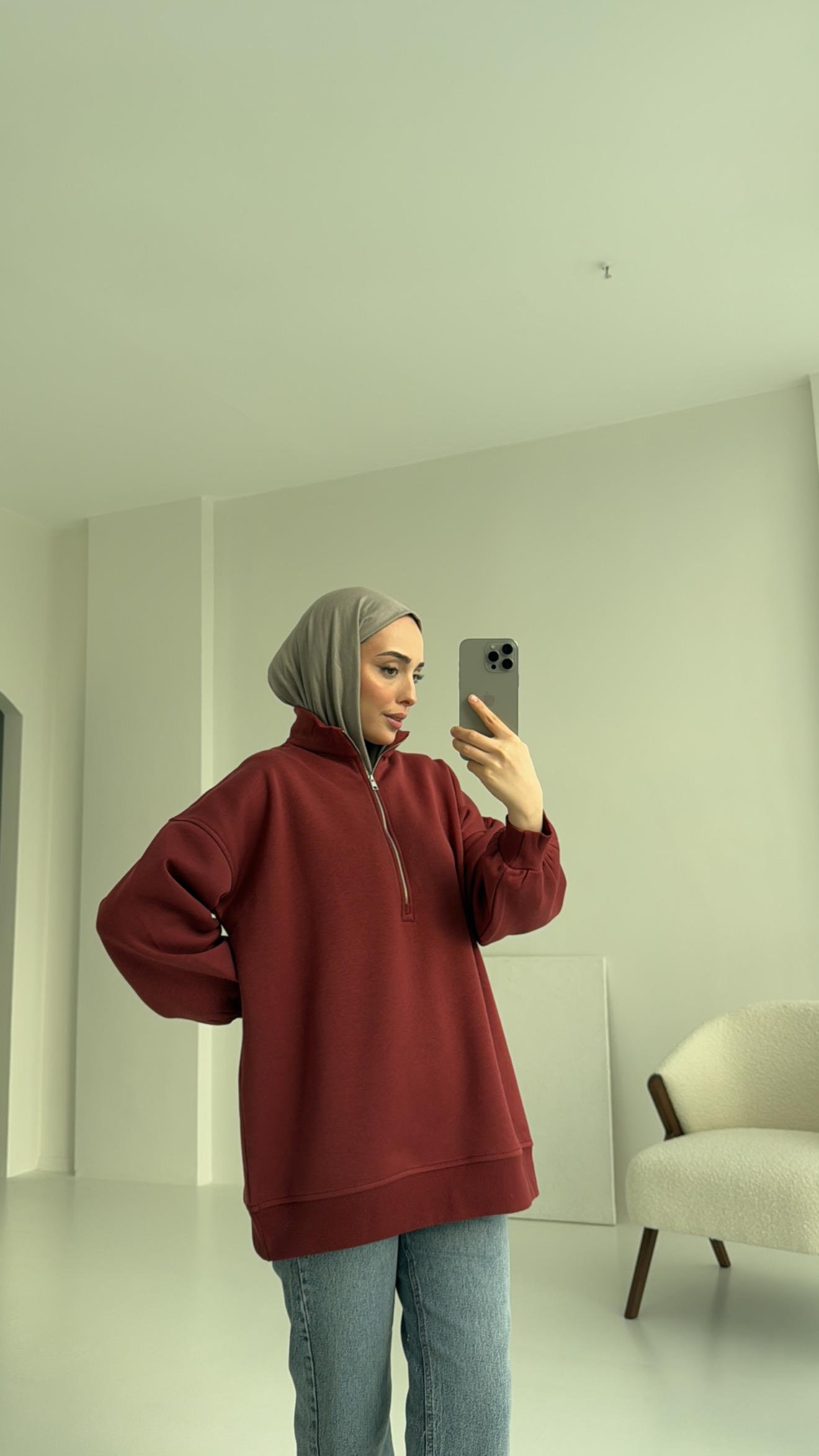 Yarım Zip Sweatshirt