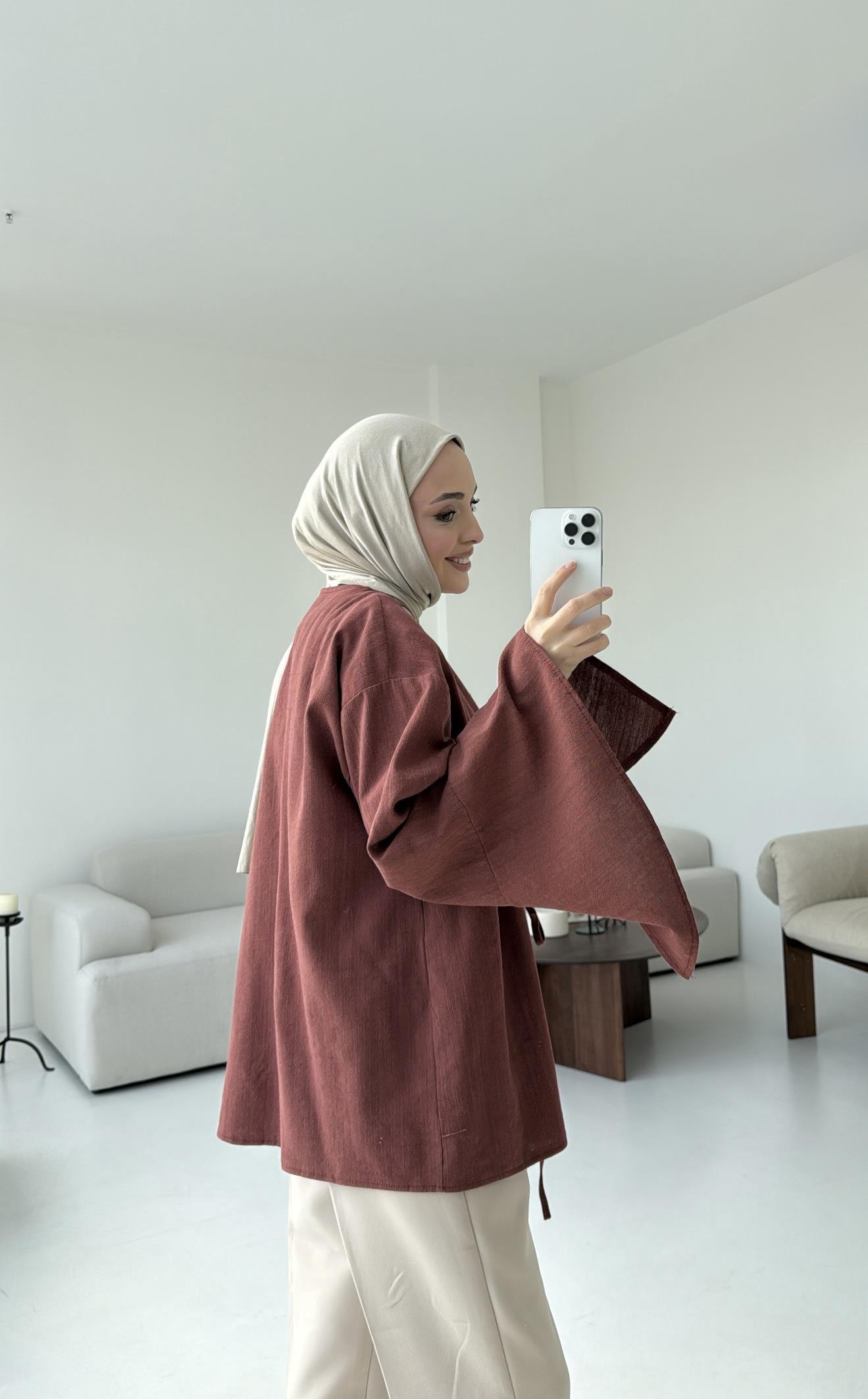 Kol Detay Kimono Kiremit