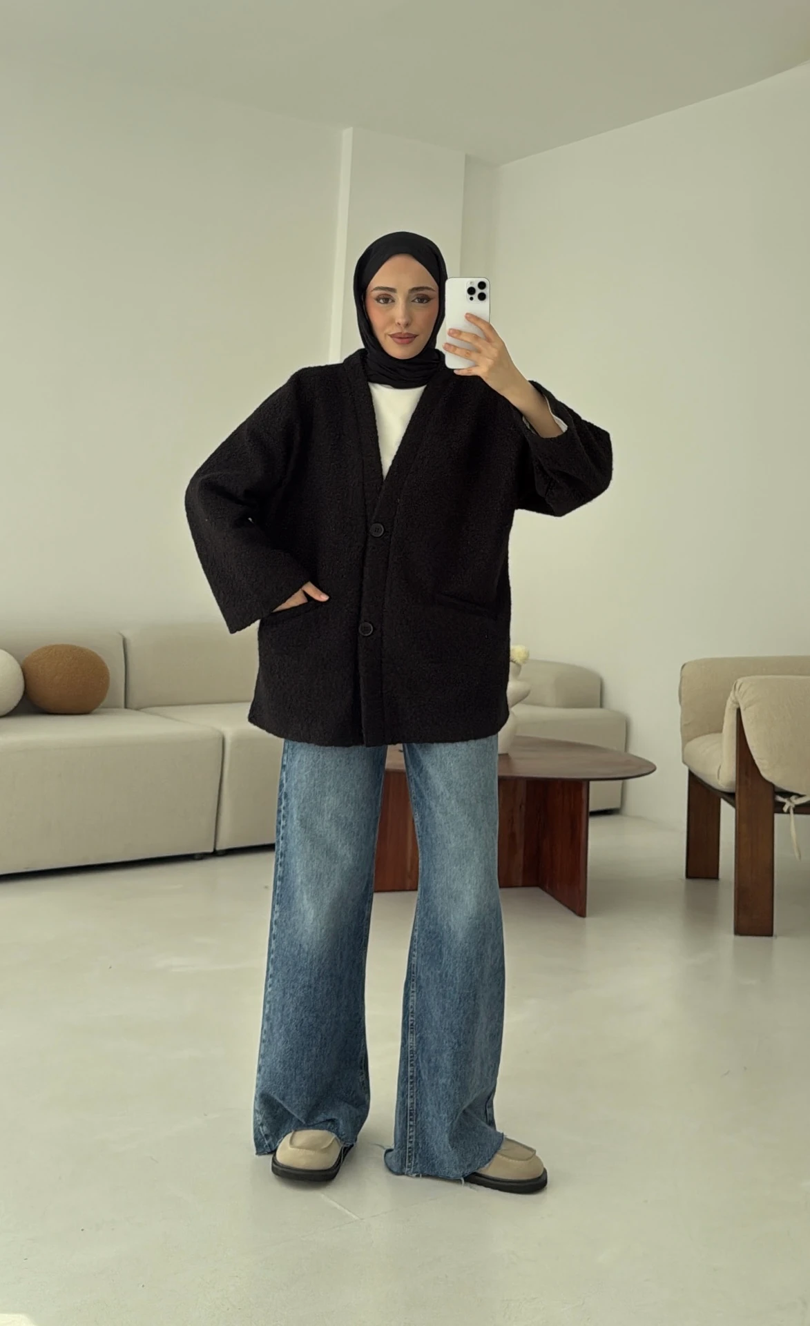 Kemerli Buklet Ceket Siyah