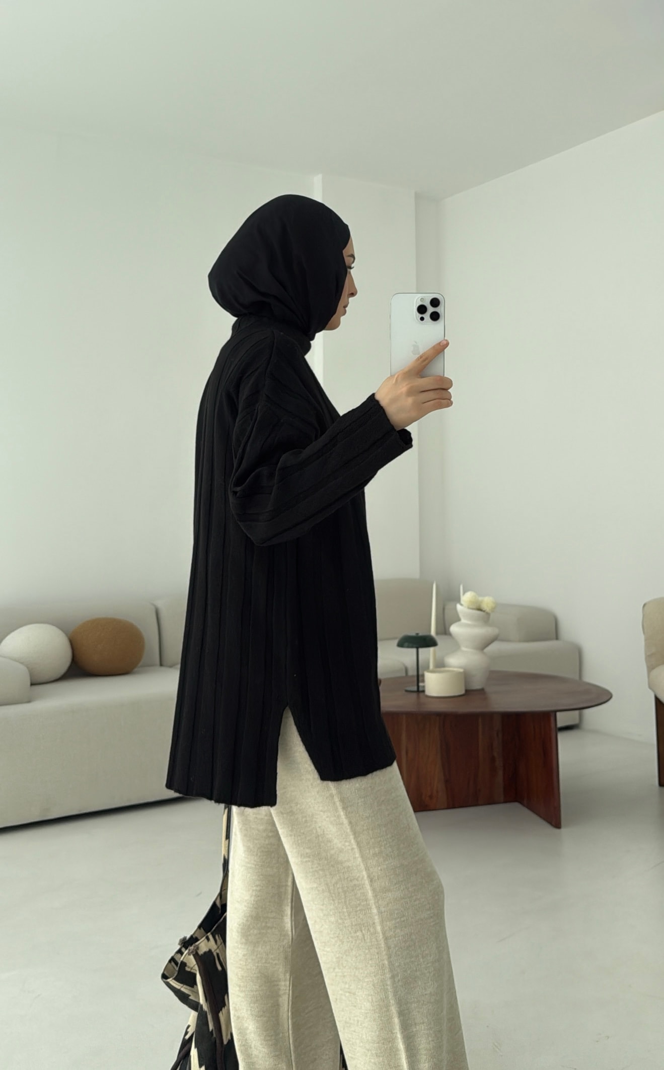 Fitilli Triko Kazak Siyah