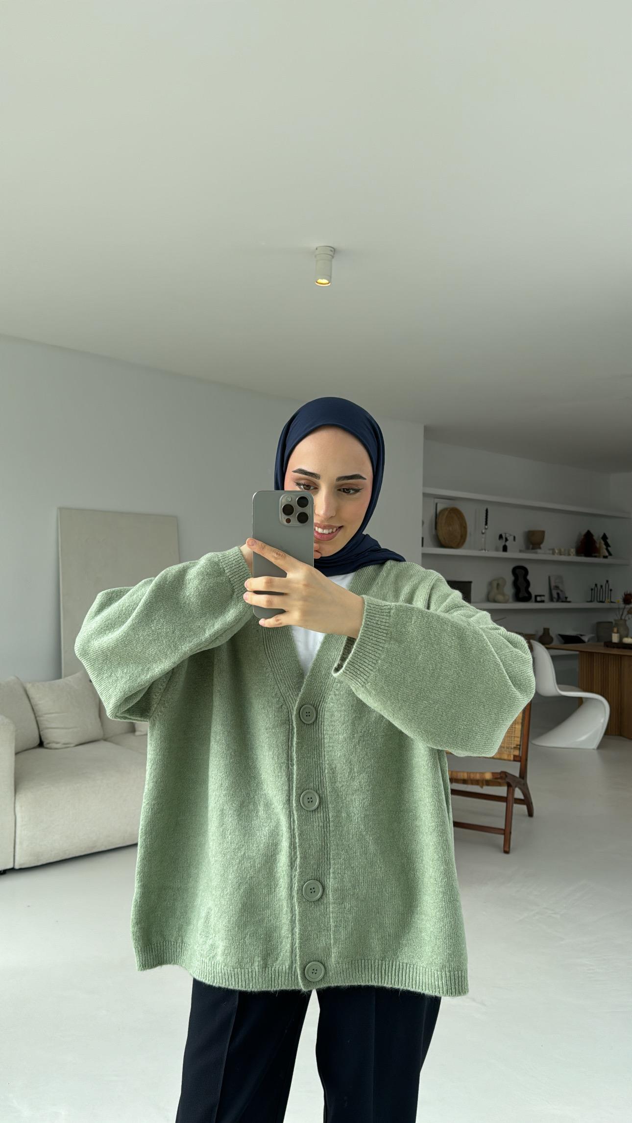 Oversize Yünlü Triko Hırka