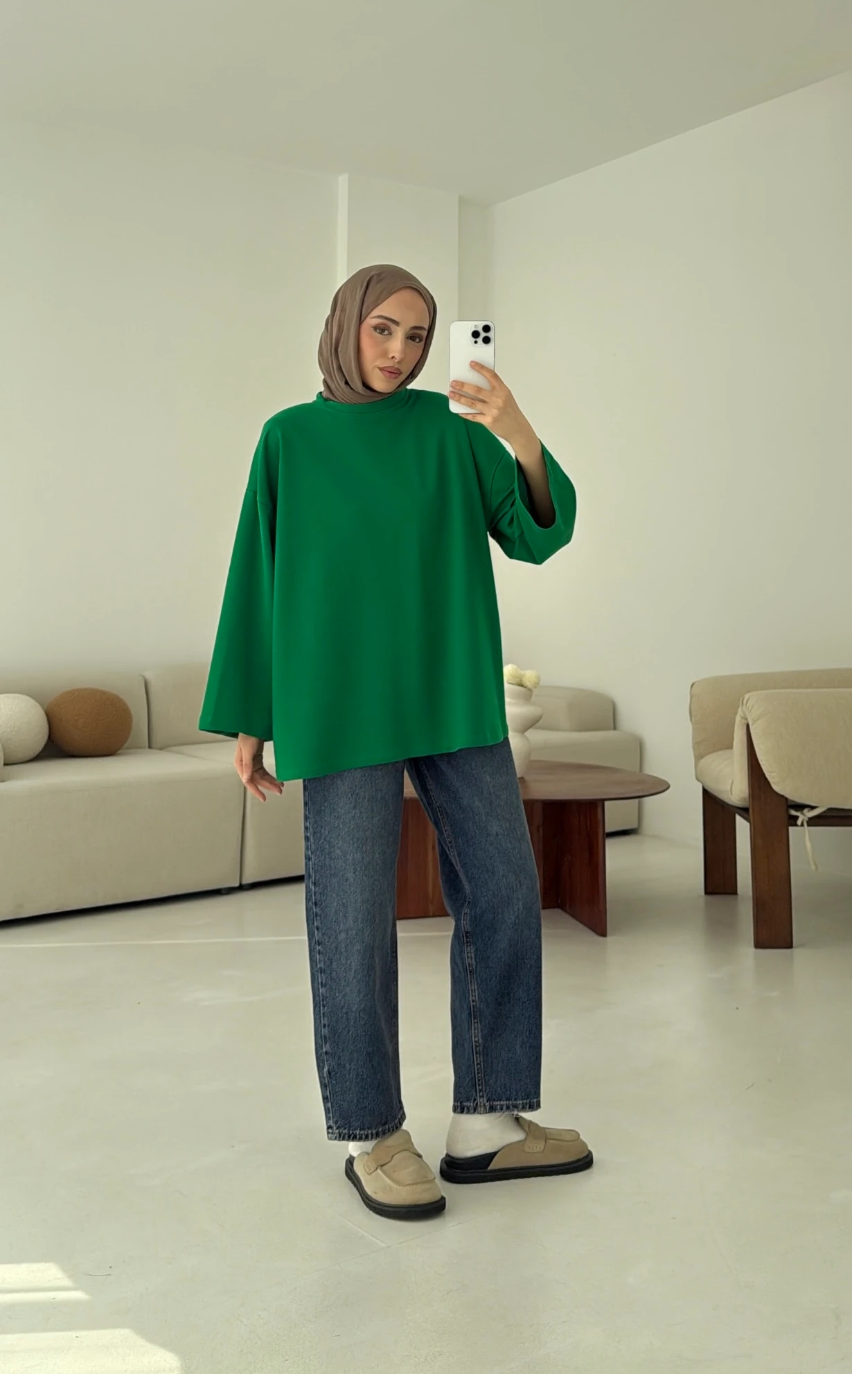 Basic İki İplik Sweat Yeşil