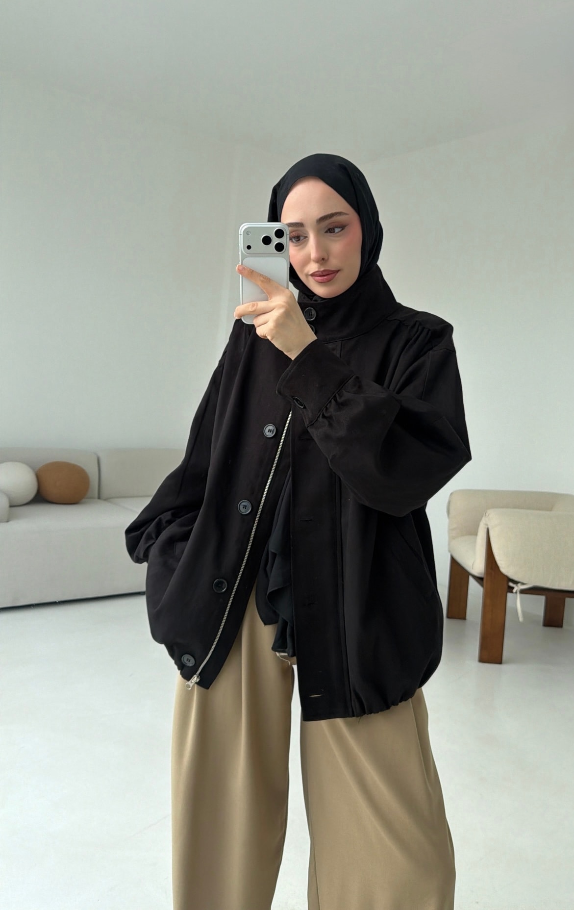 Bomber Gabardin Ceket Siyah