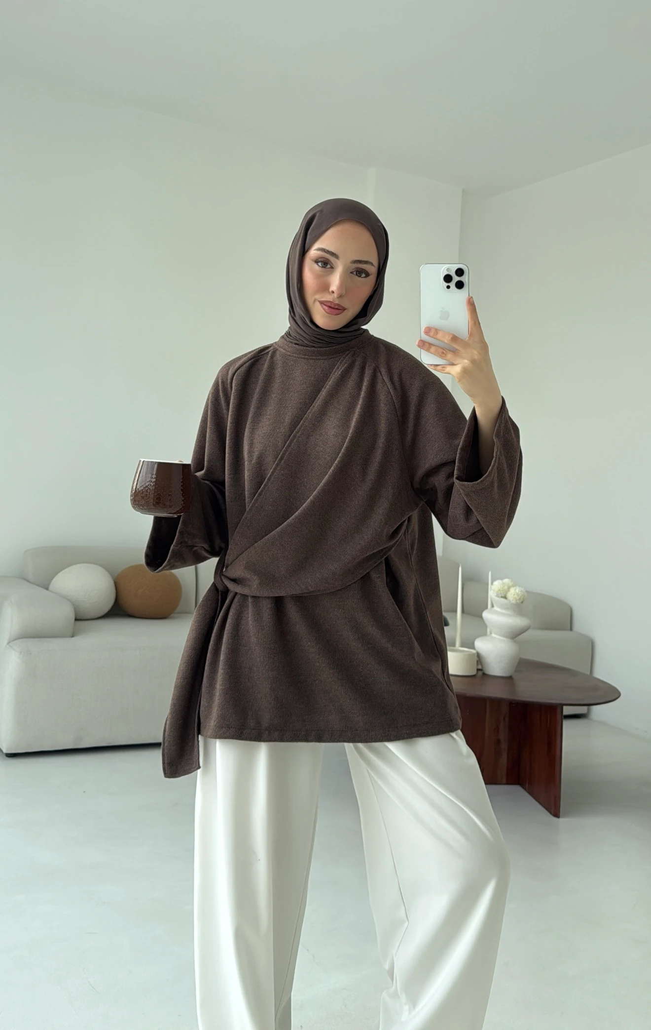 Yandan Şallı Tunik Kahve