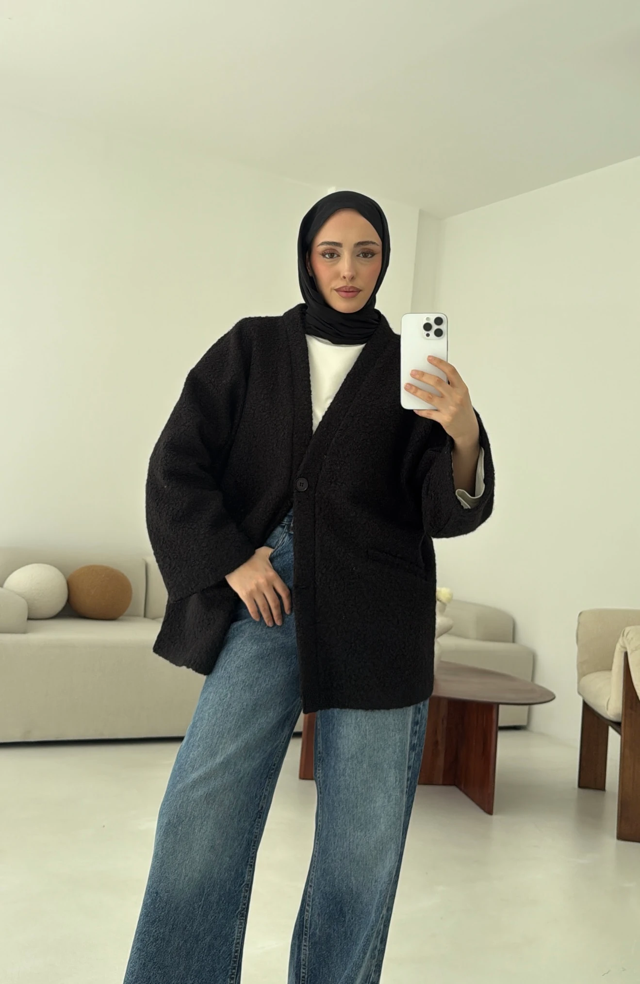 Kemerli Buklet Ceket Siyah