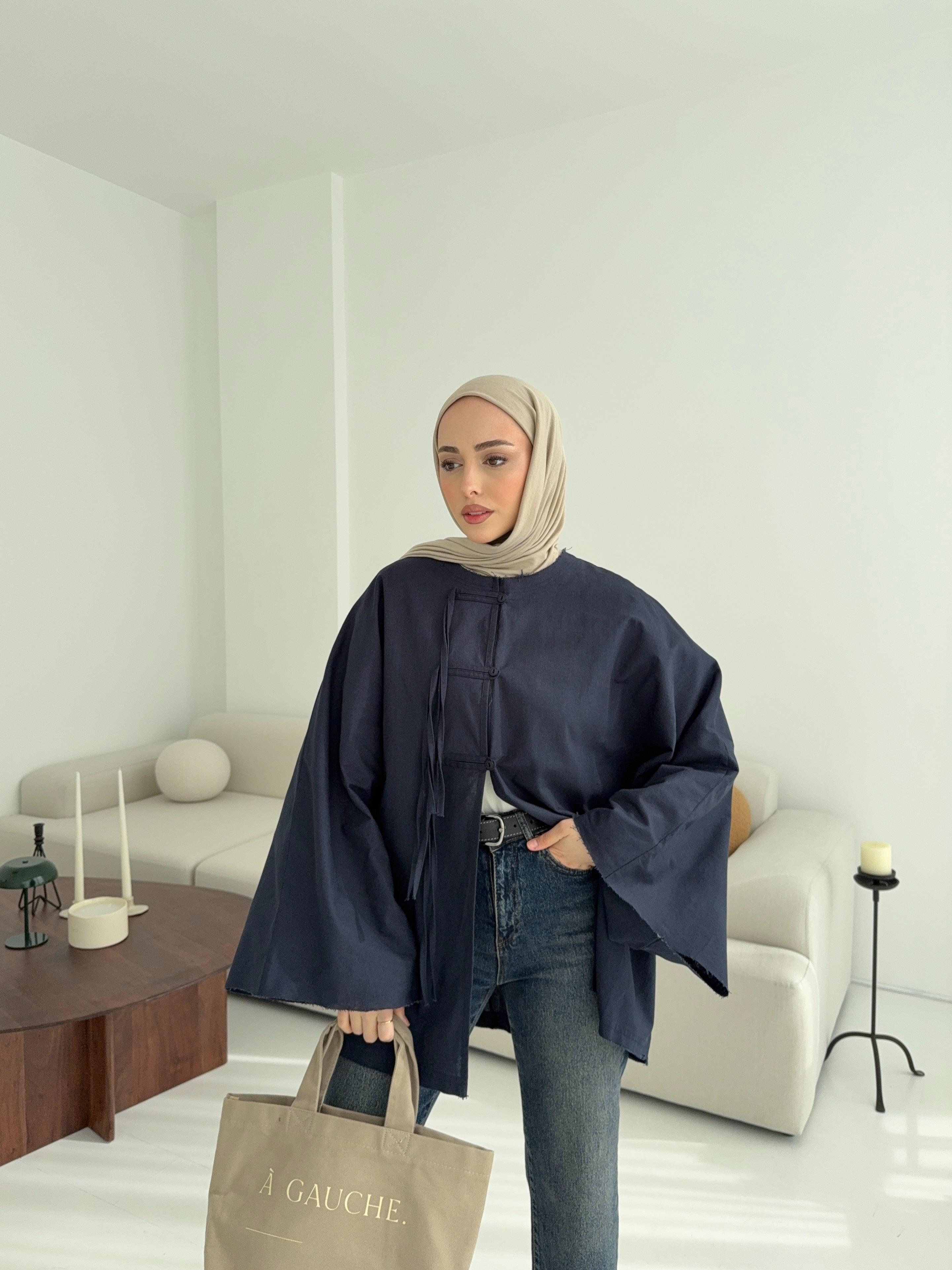 Geniş Kol Kimono Lacivert