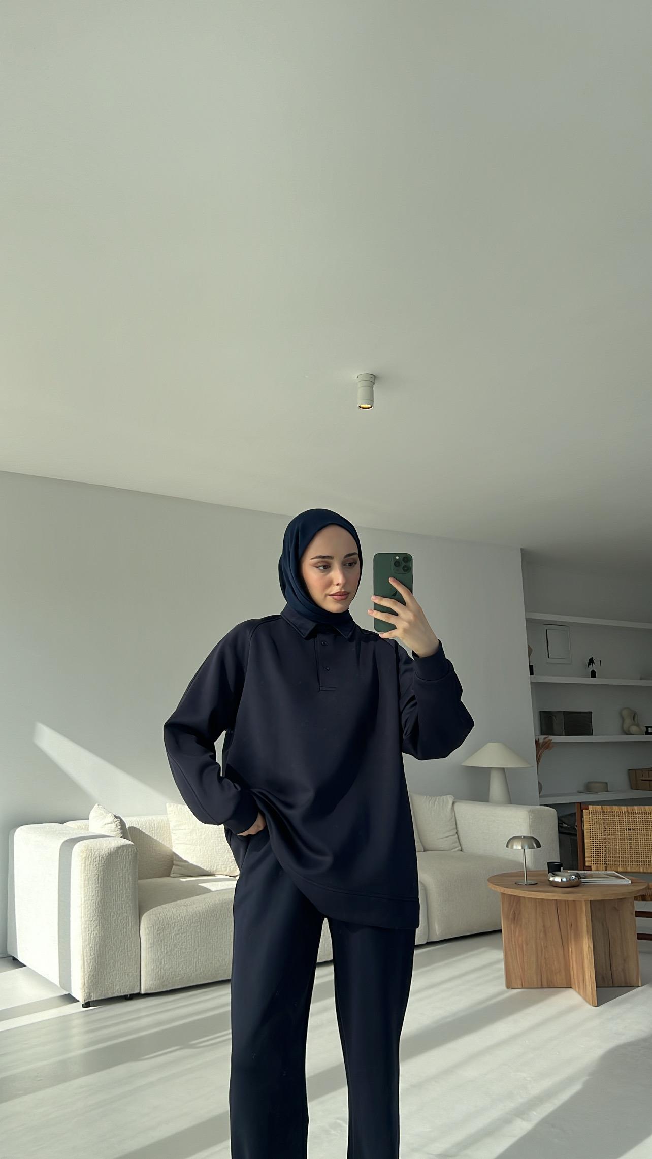 Scuba Polo Yaka Takım Lacivert