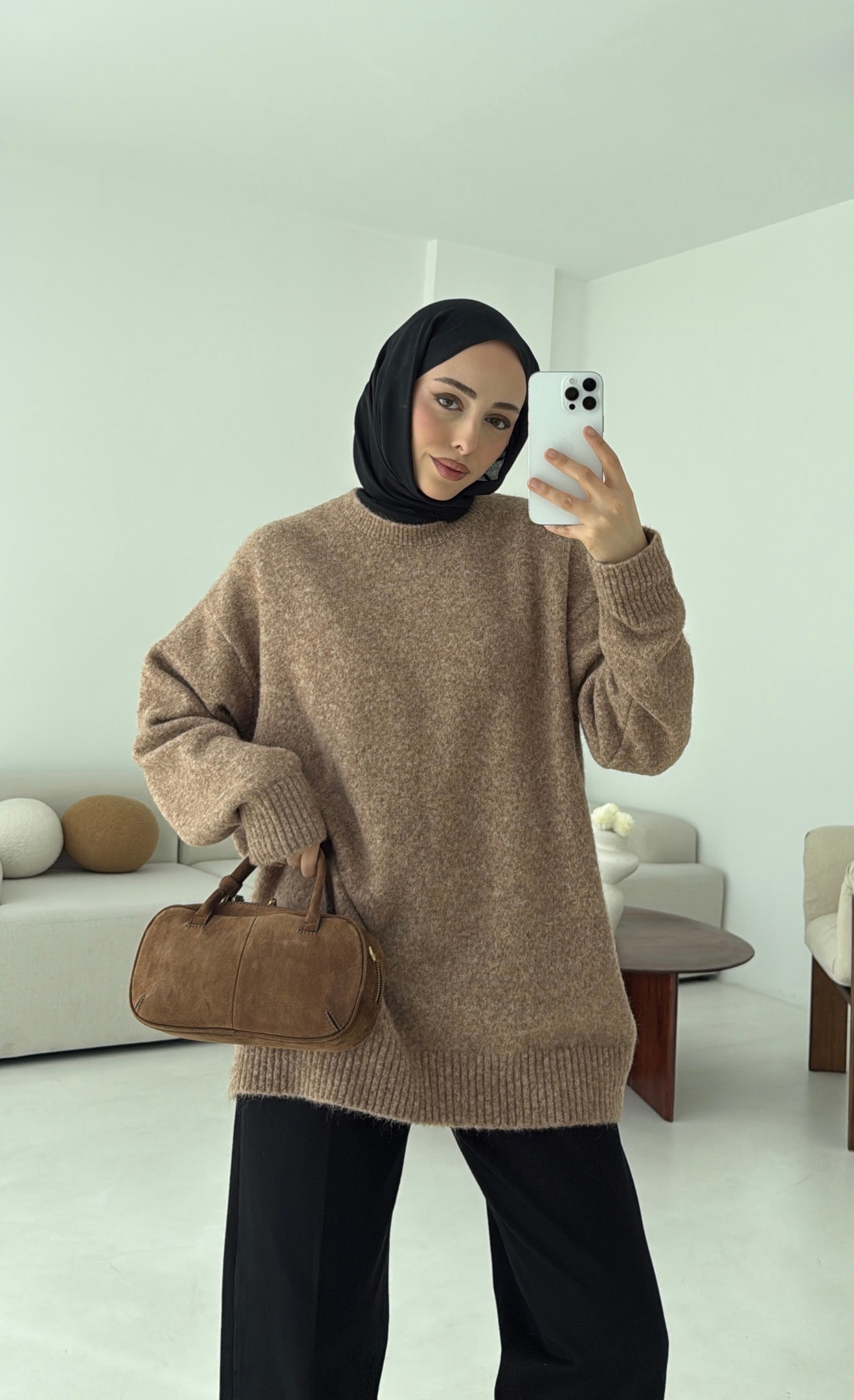 Düz Triko Kazak Camel