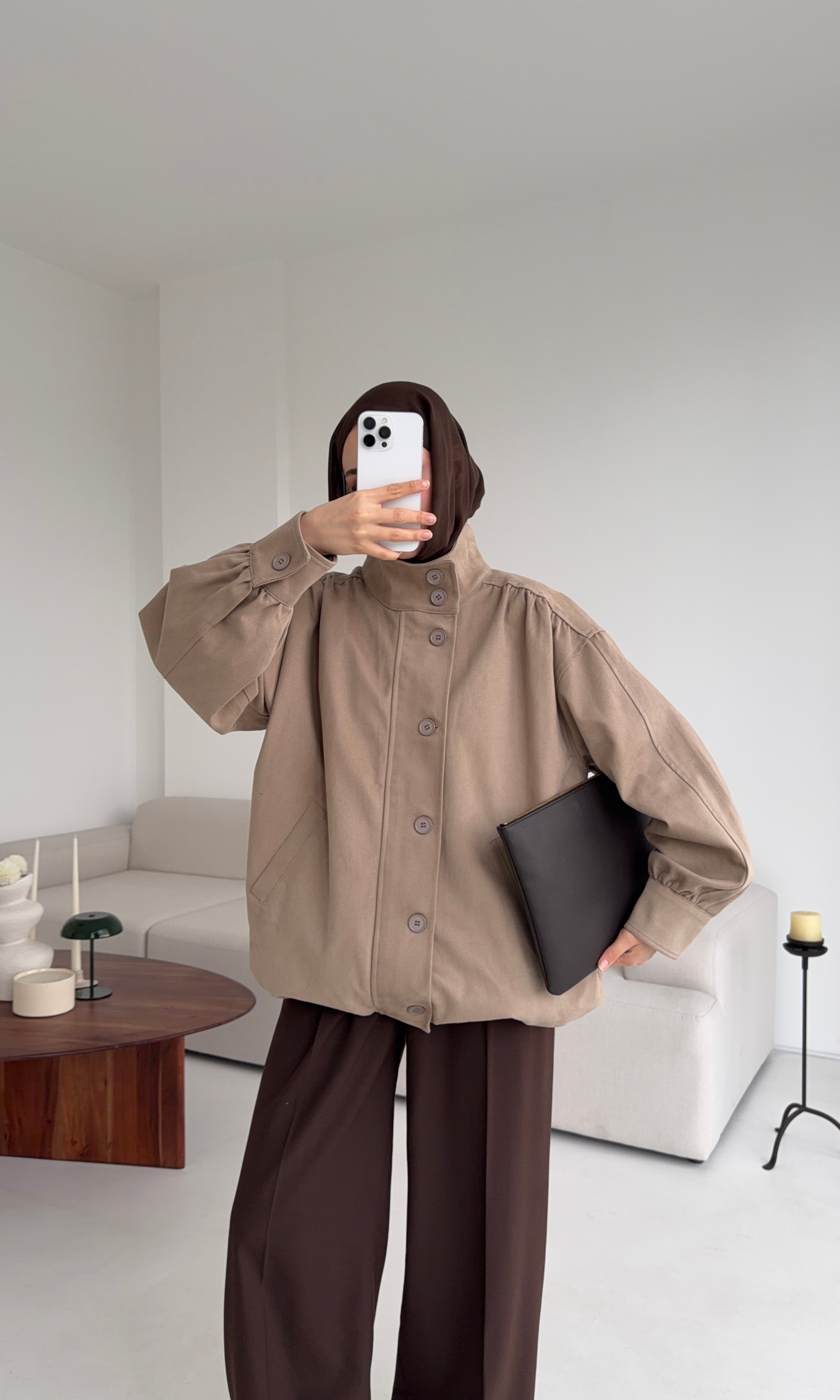 Bomber Gabardin Ceket Bej