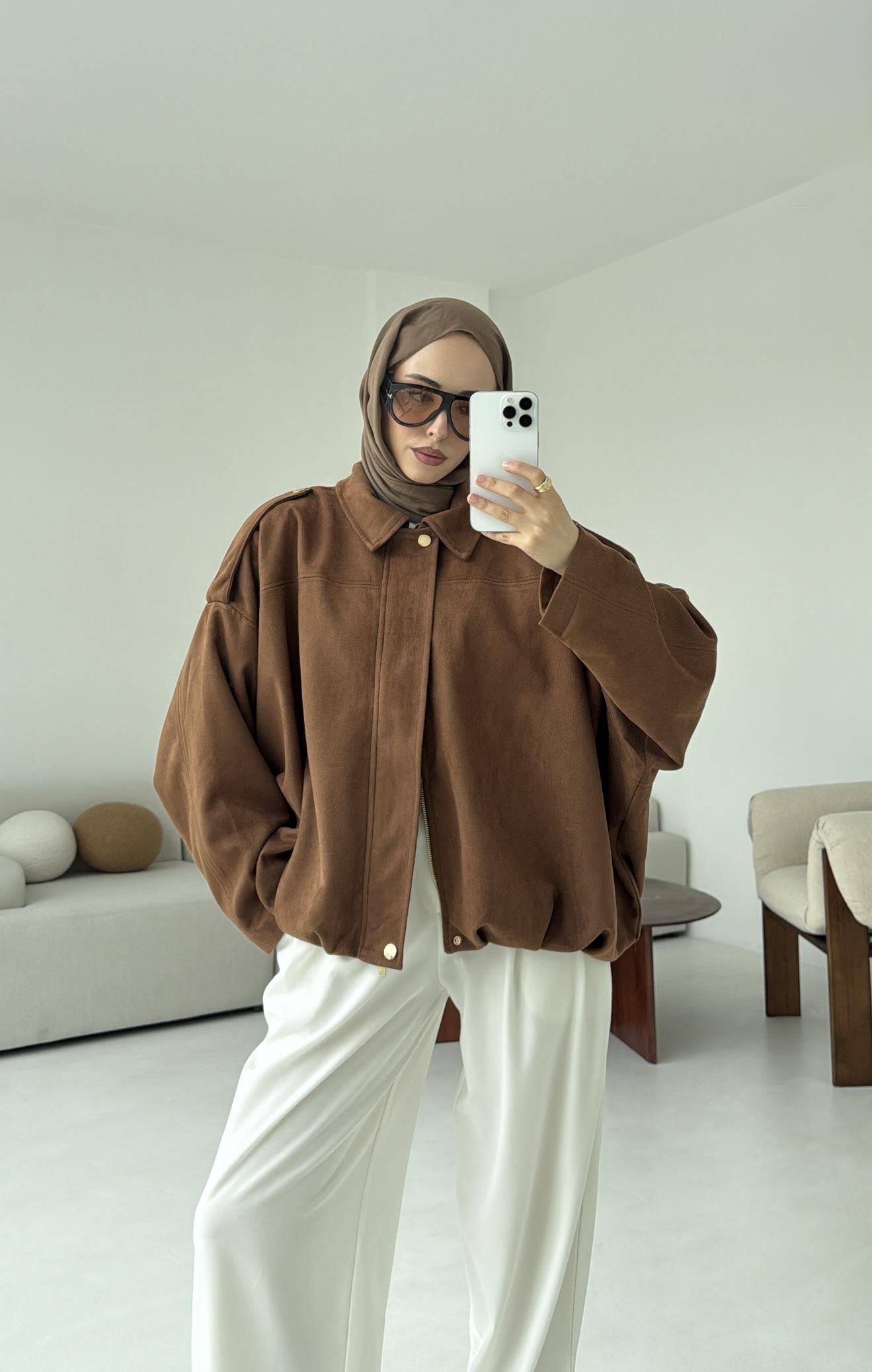 Süet Bomber Ceket Taba