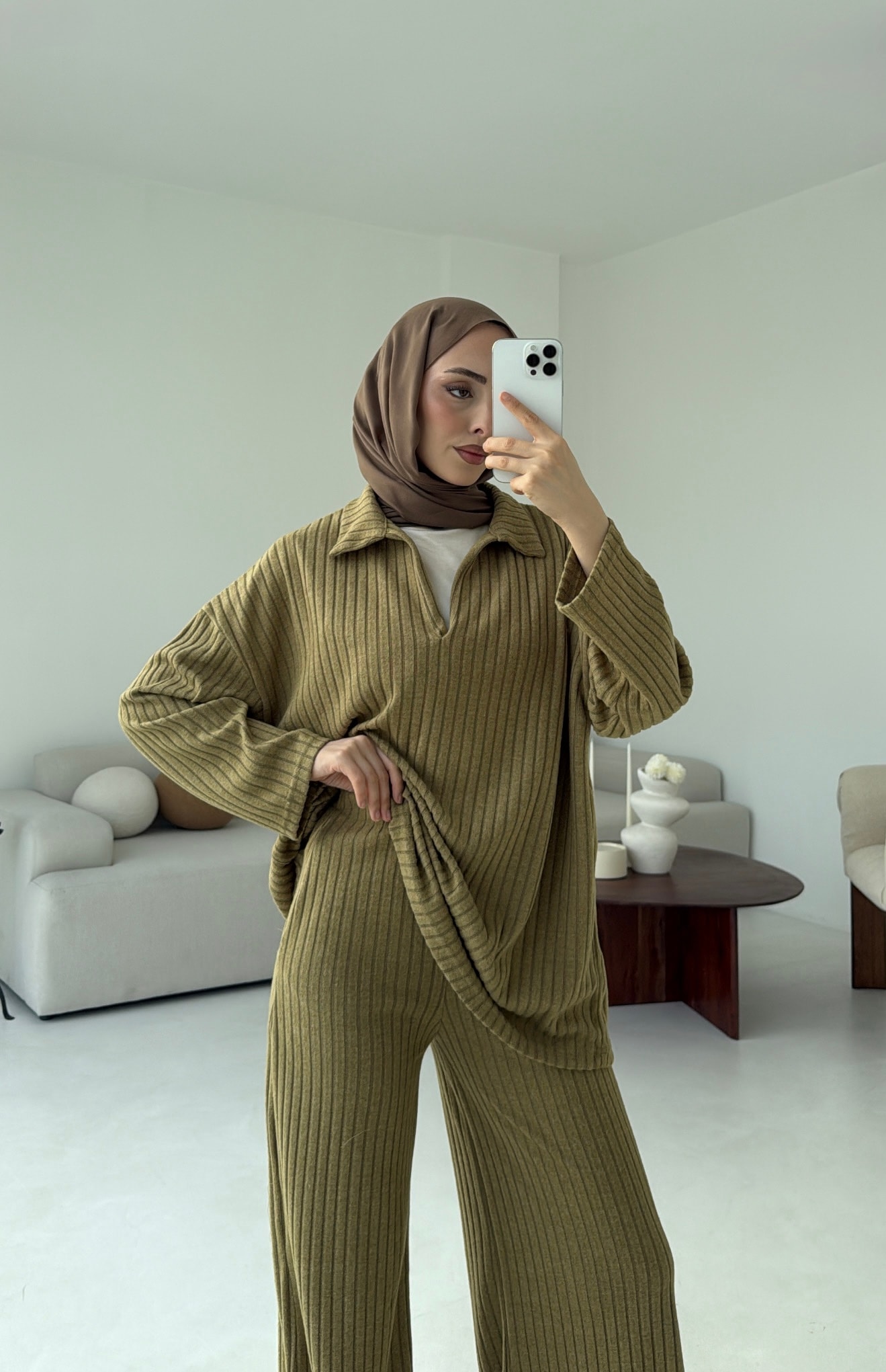 Kaskorse Bluz Pantolon Takım Olive